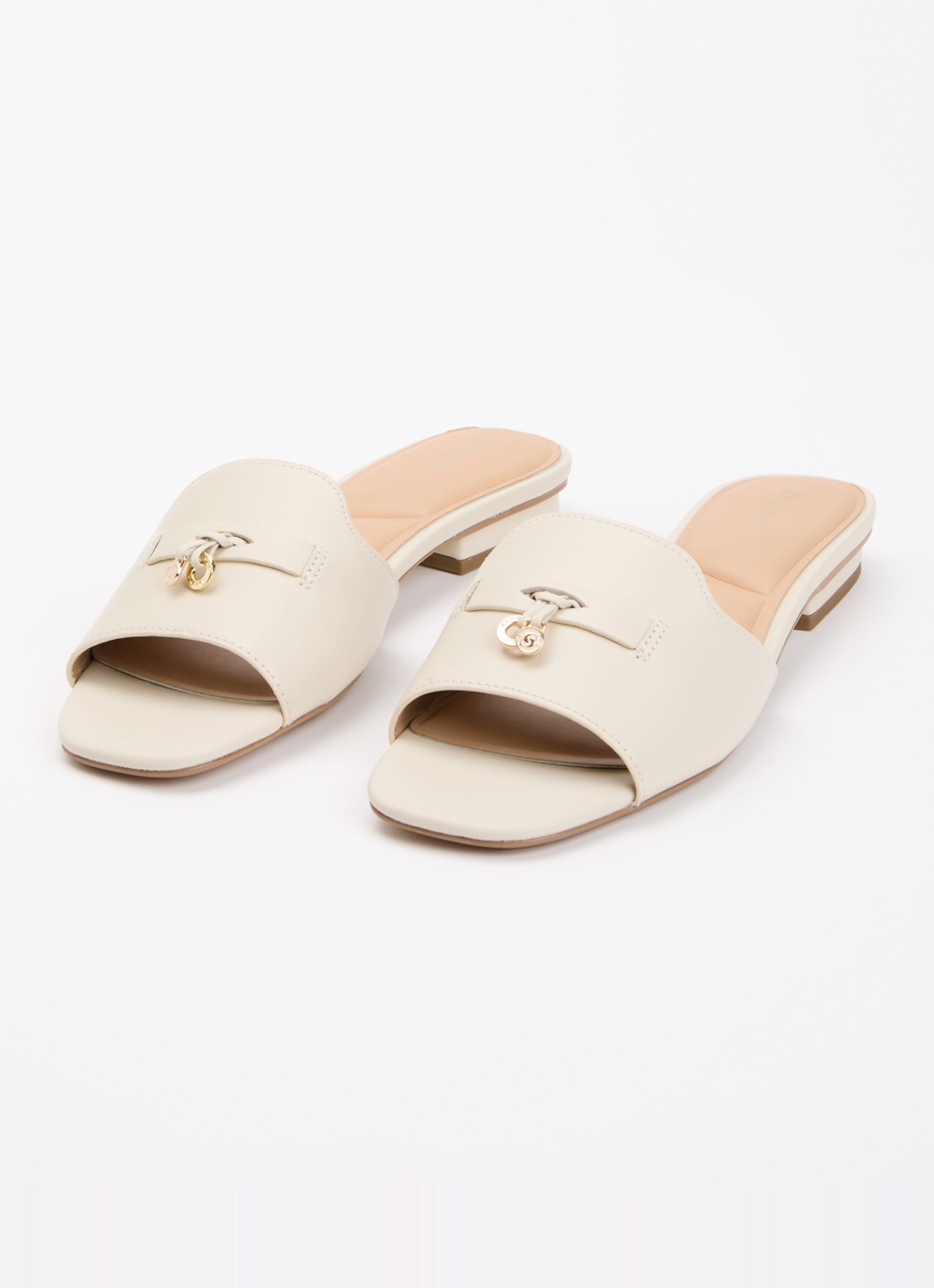 Dune London Lindo slipper van leer - detail 3 ivoor