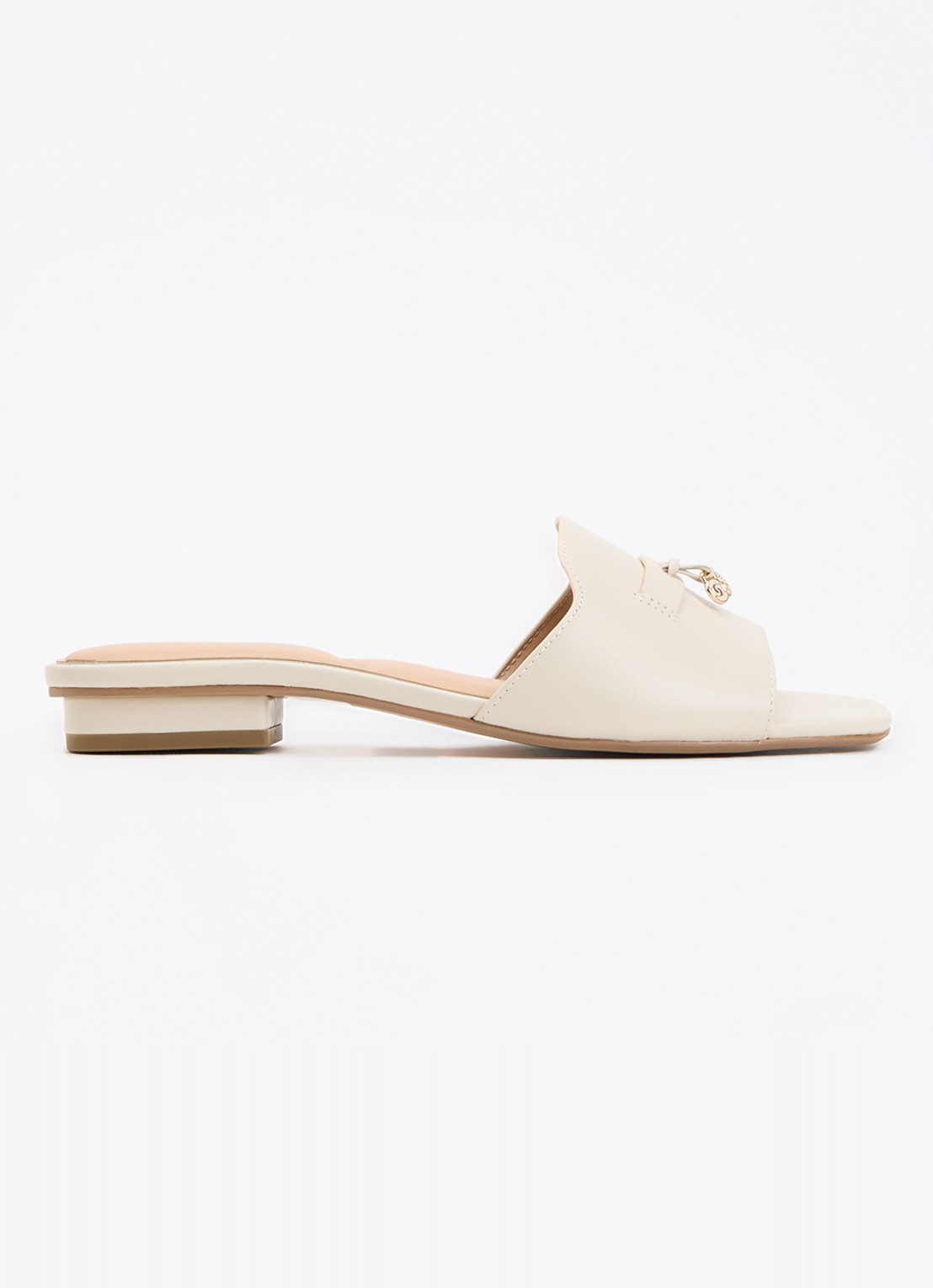 Dune London Lindo slipper van leer - voorkant 2 ivoor