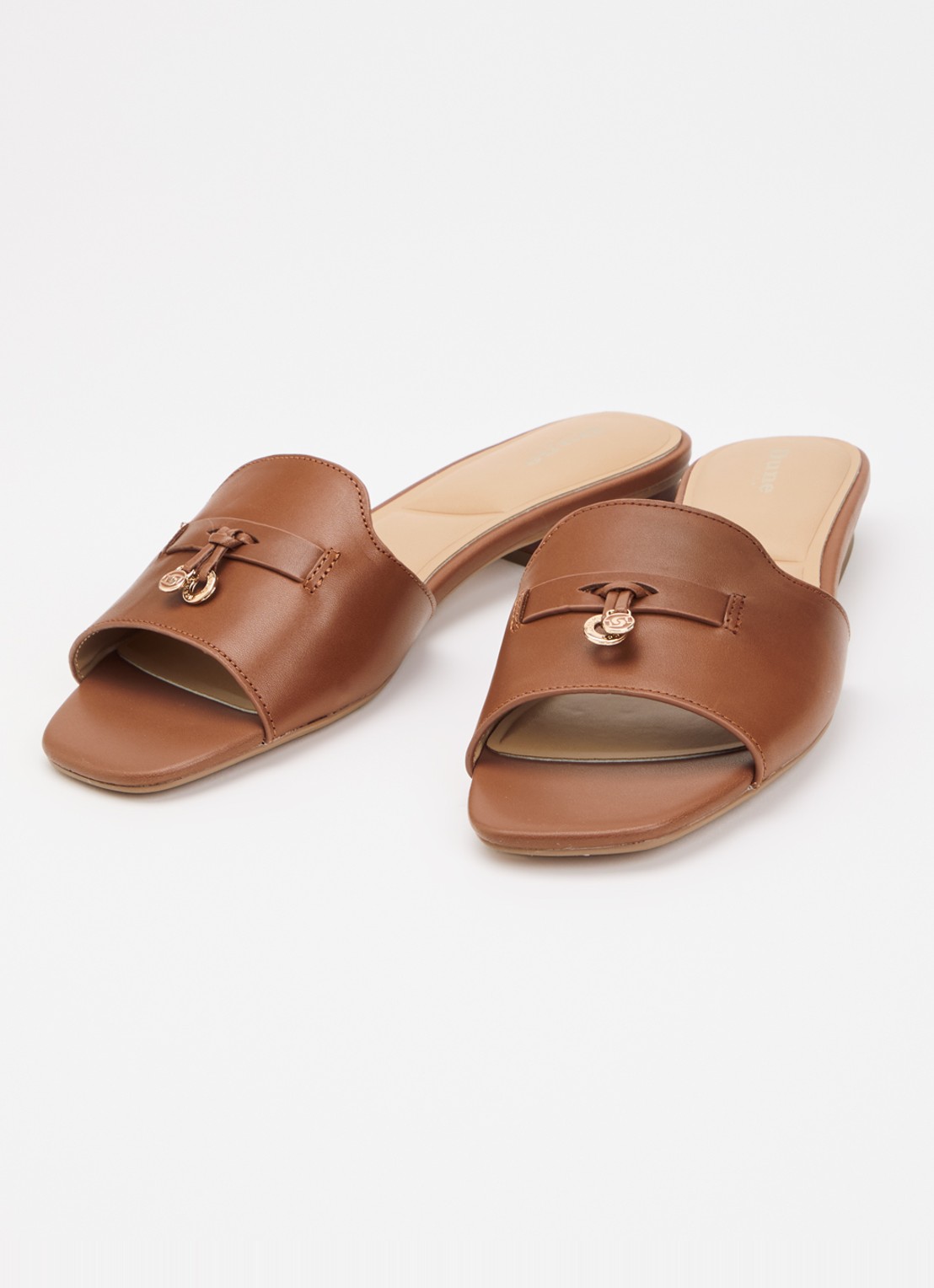 Dune London Lindo slipper van leer - detail 2 bruin
