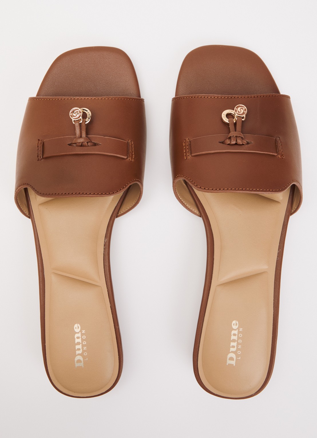 Dune London Lindo slipper van leer - detail 3 bruin