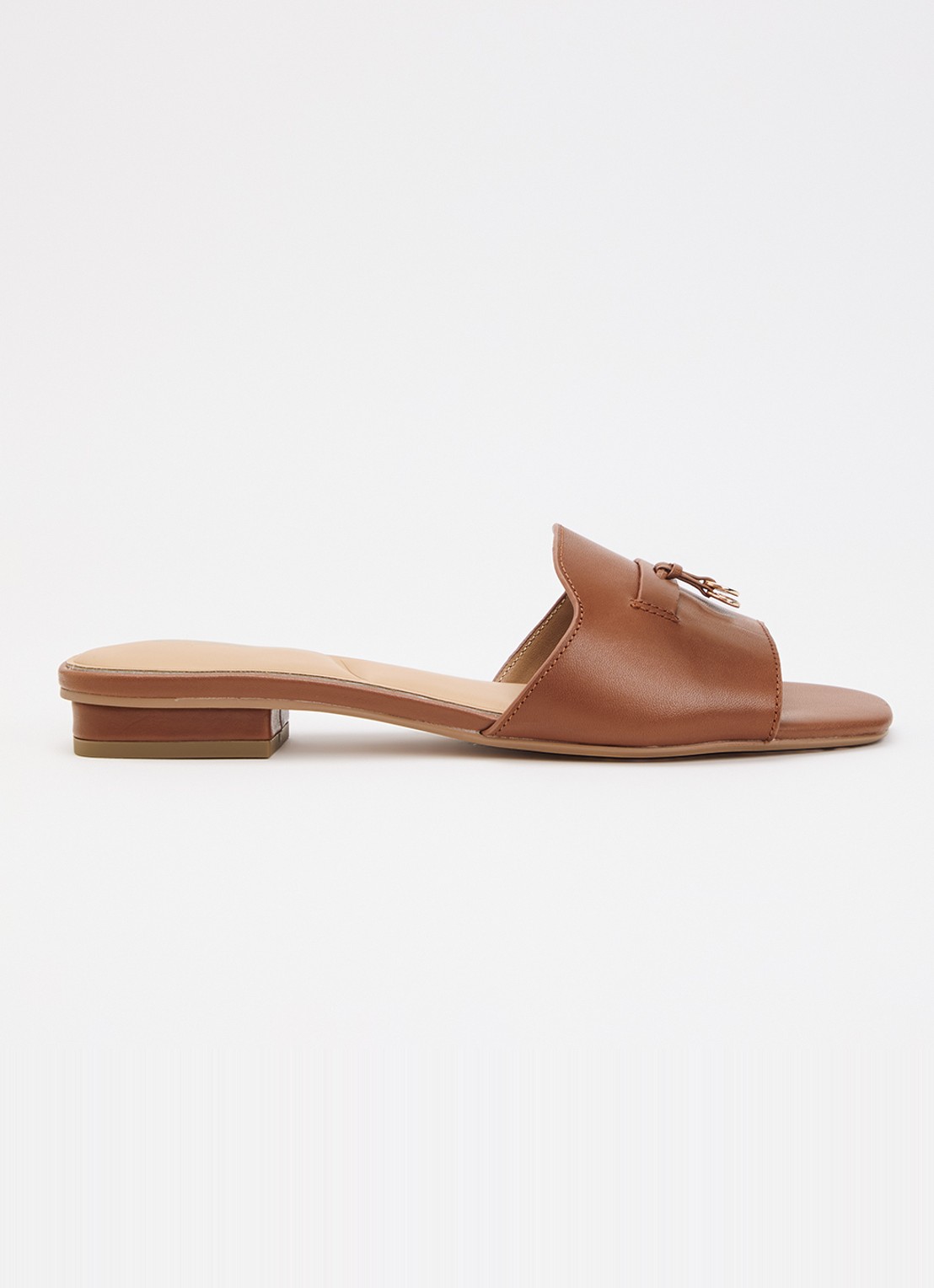 Dune London Lindo slipper van leer - voorkant bruin