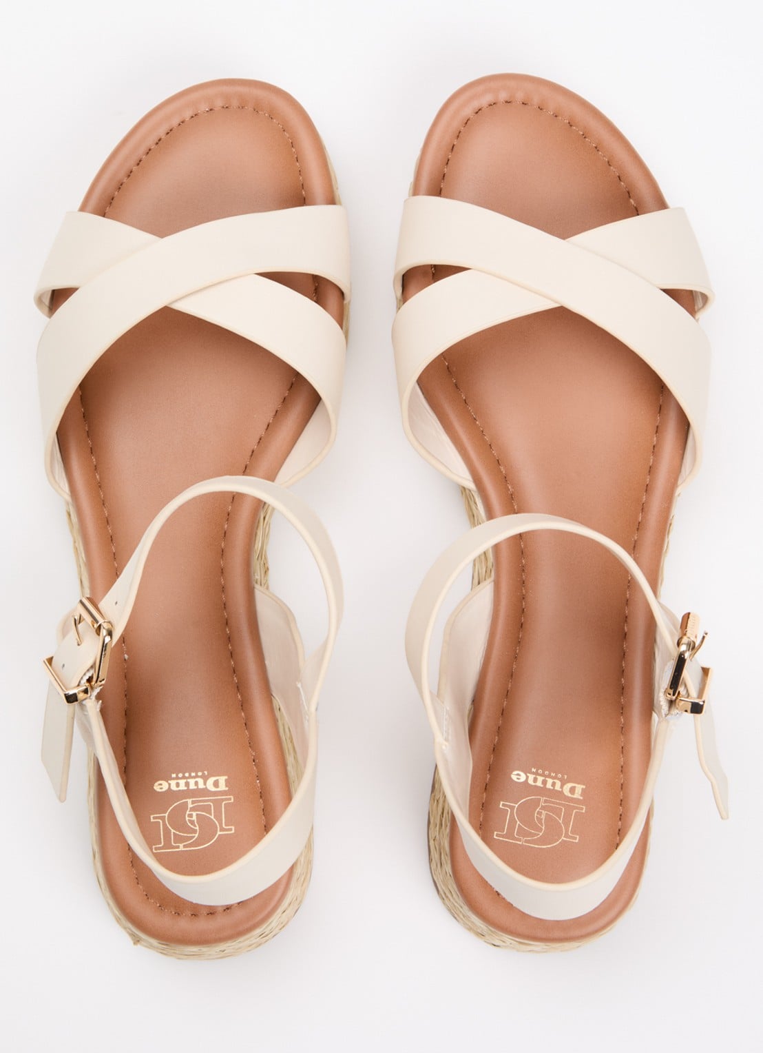 Dune London Littleton sleehak van leer - detail 3 creme