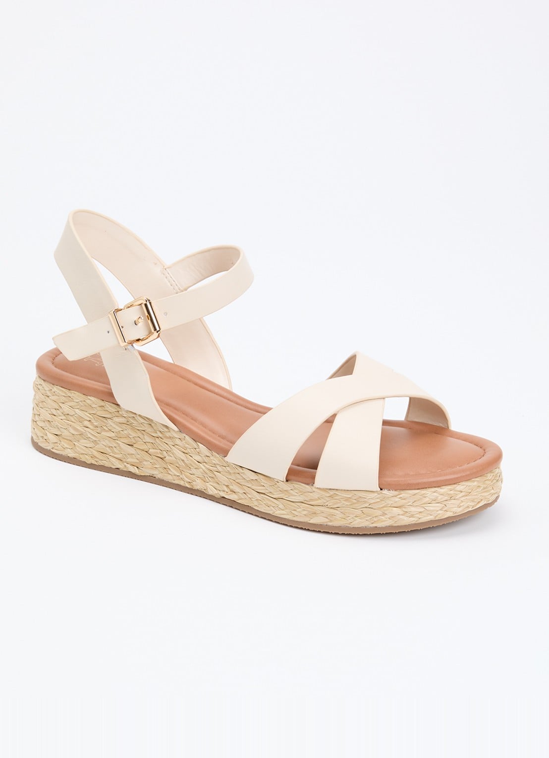 Dune London Littleton sleehak van leer - voorkant creme
