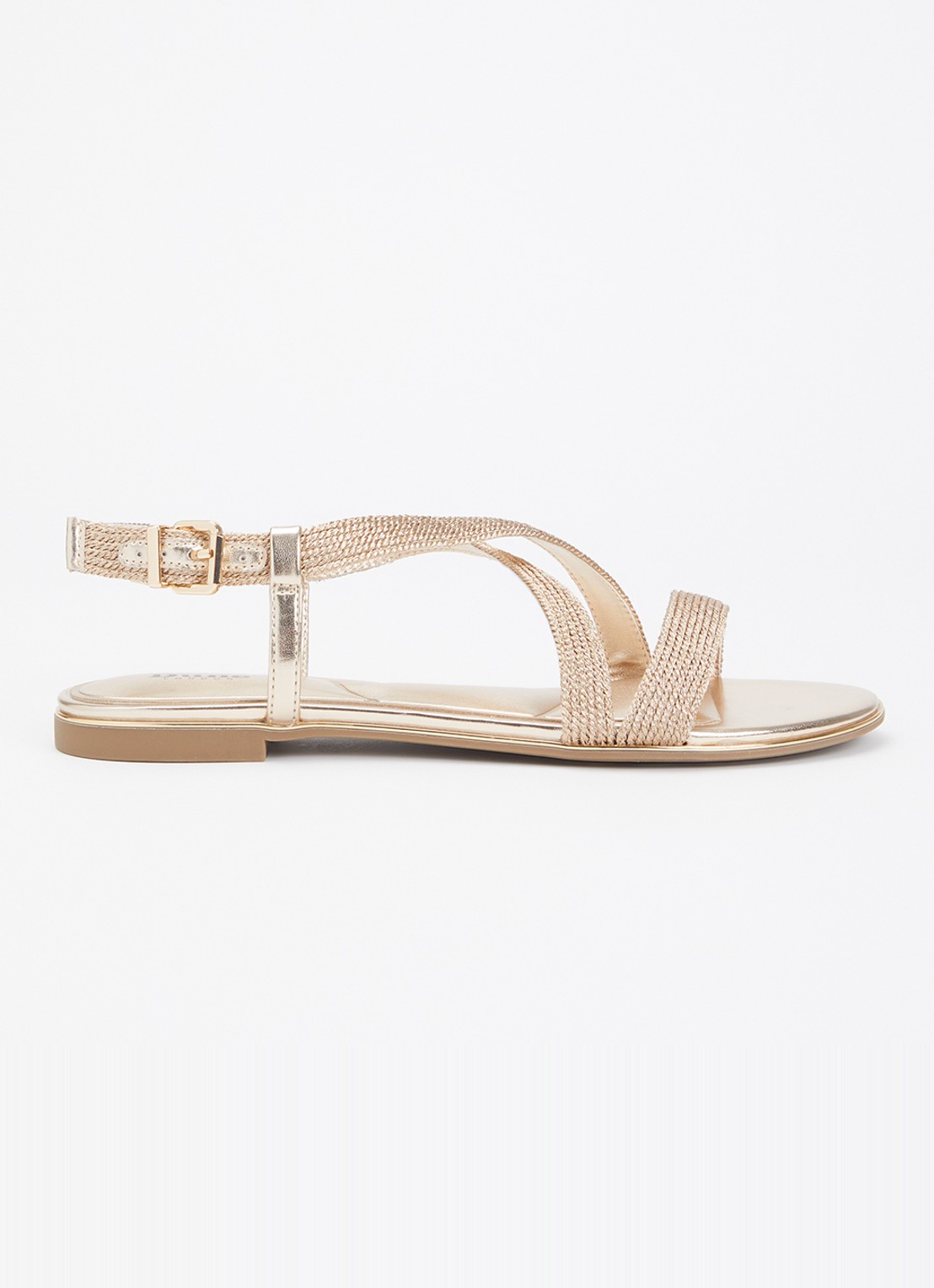 Dune London Lope sandaal met metallic finish - voorkant 9 goud