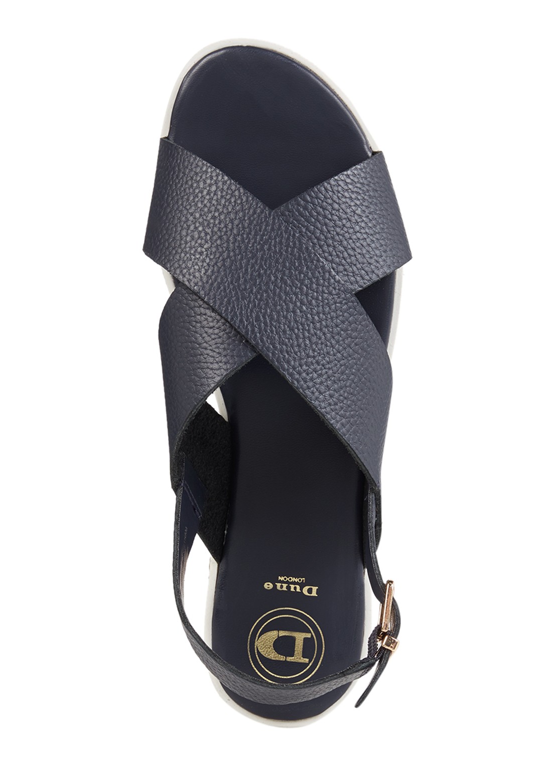 Dune London Lorde sandaal van leer met kurkzool - detail 3 donkerblauw