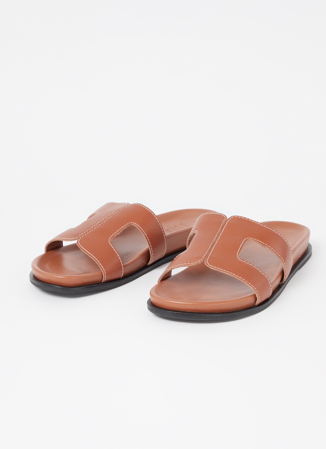 Dune London Loupa slipper van leer - detail bruin