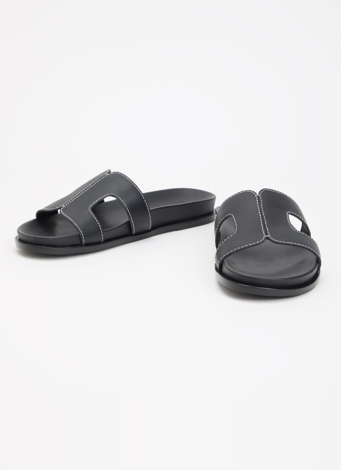 Dune London Loupas slipper van leer - detail zwart
