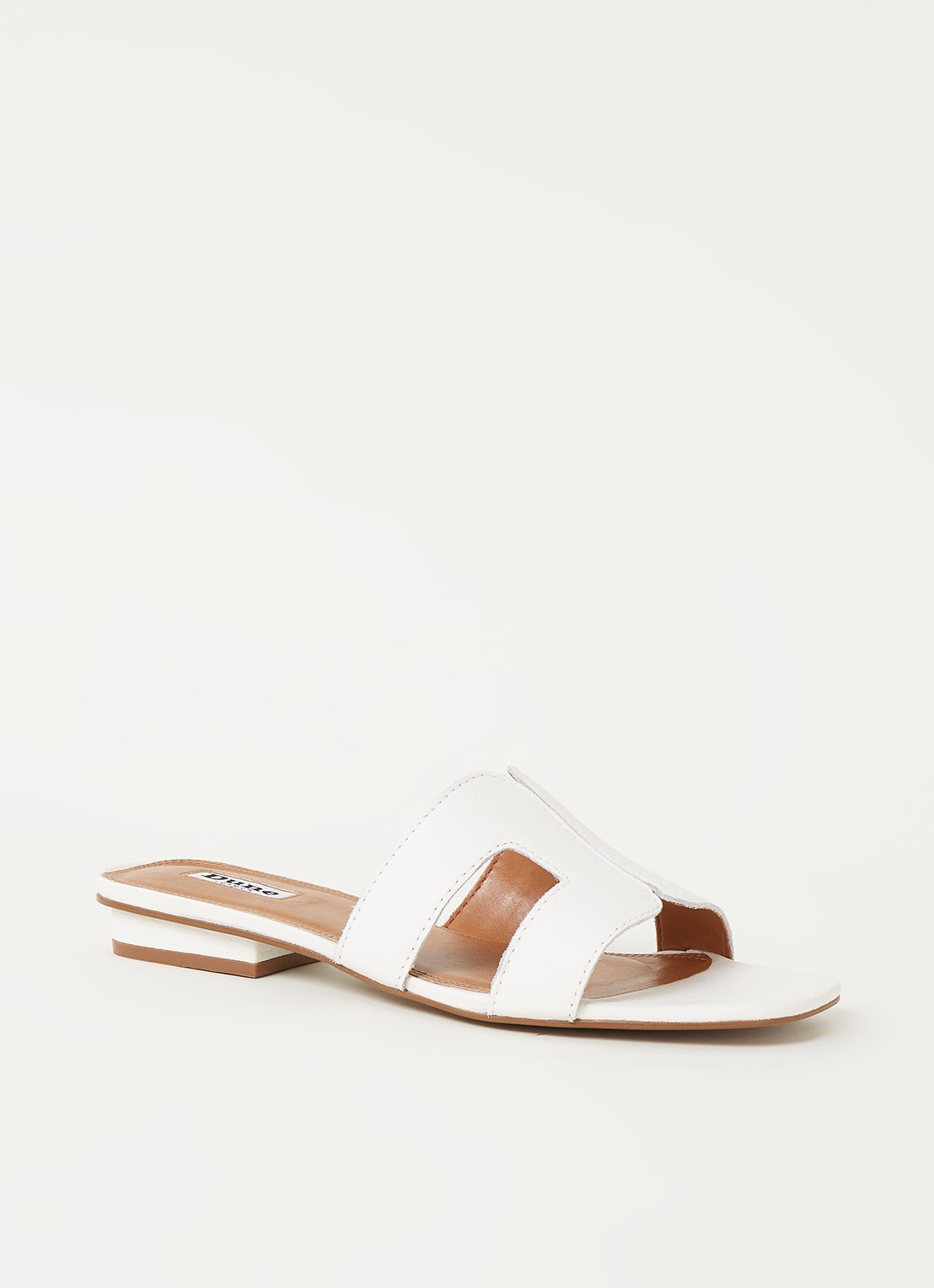 Dune London Loupe sandaal van leer - voorkant gebroken wit