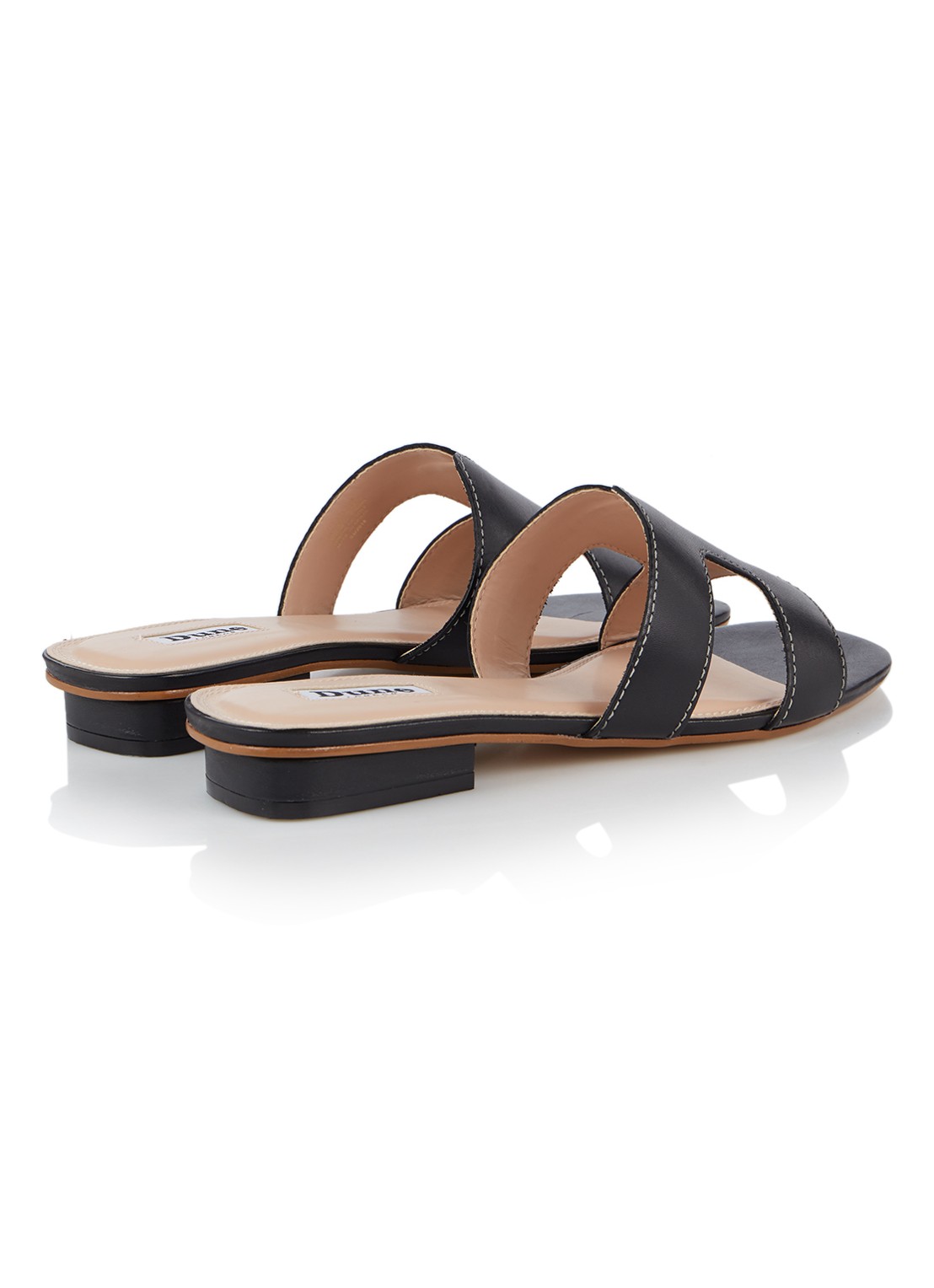 Dune London Loupe slipper van leer - detail 4 zwart