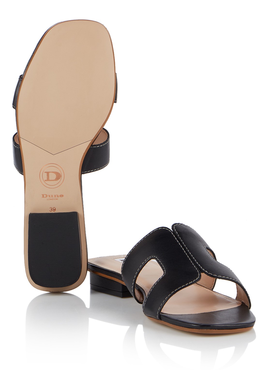 Dune London Loupe slipper van leer - detail 5 zwart