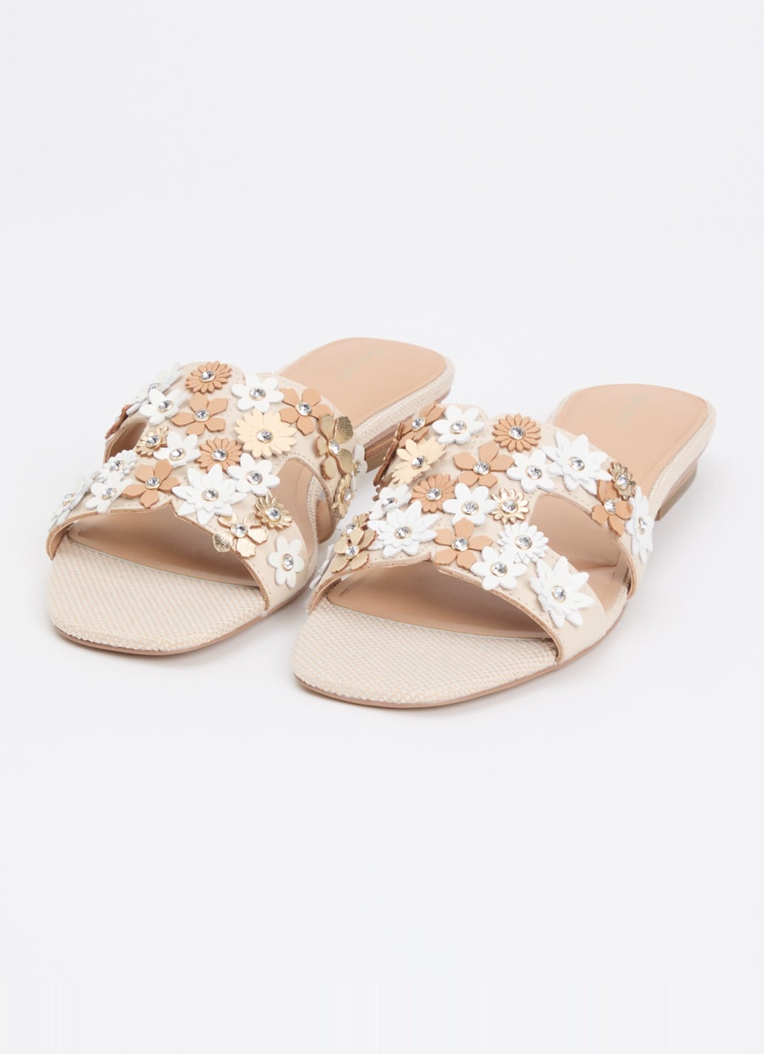 Dune London Loupes slipper van leer - detail beige