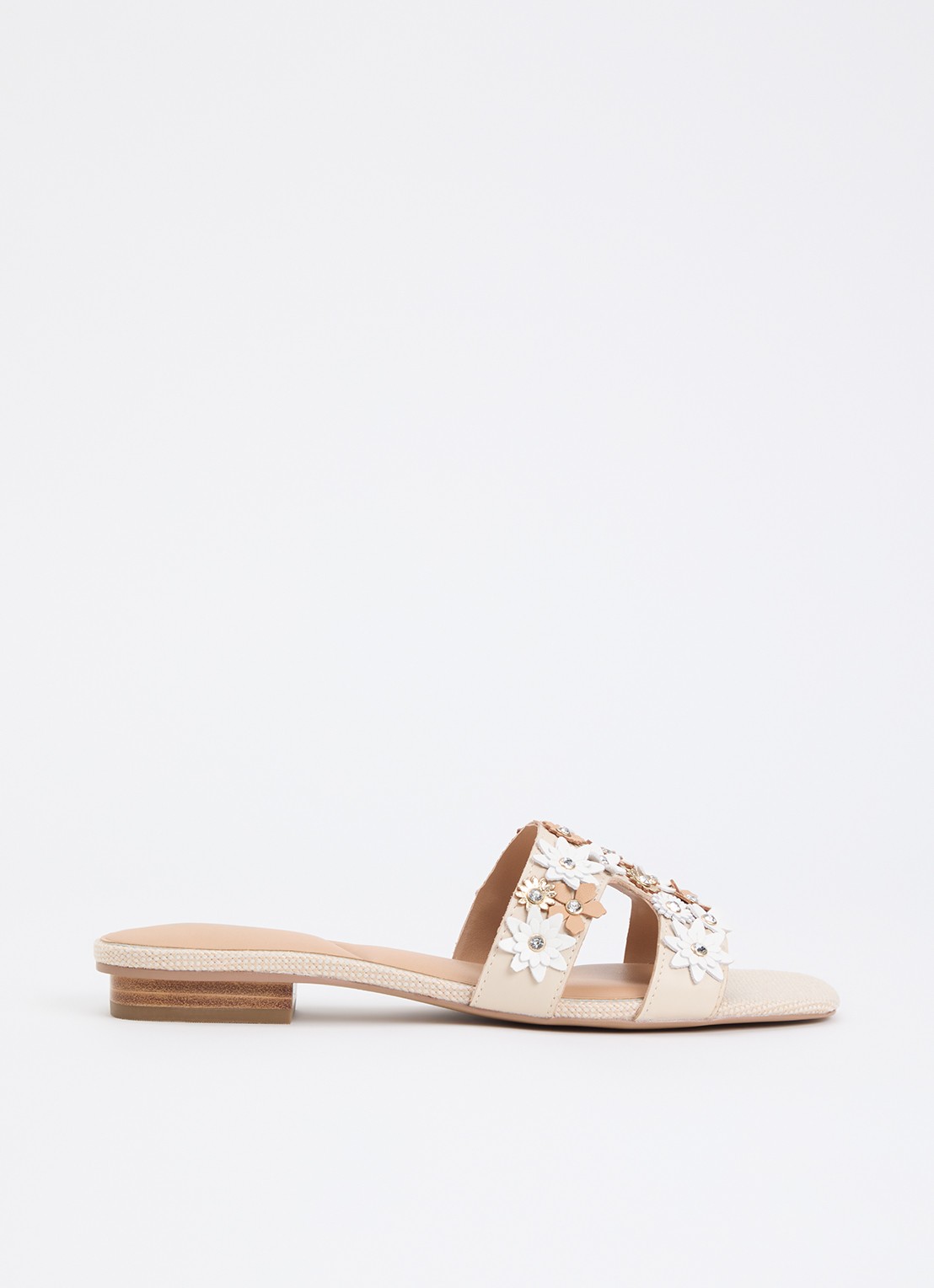 Dune London Loupes slipper van leer - voorkant 5 beige