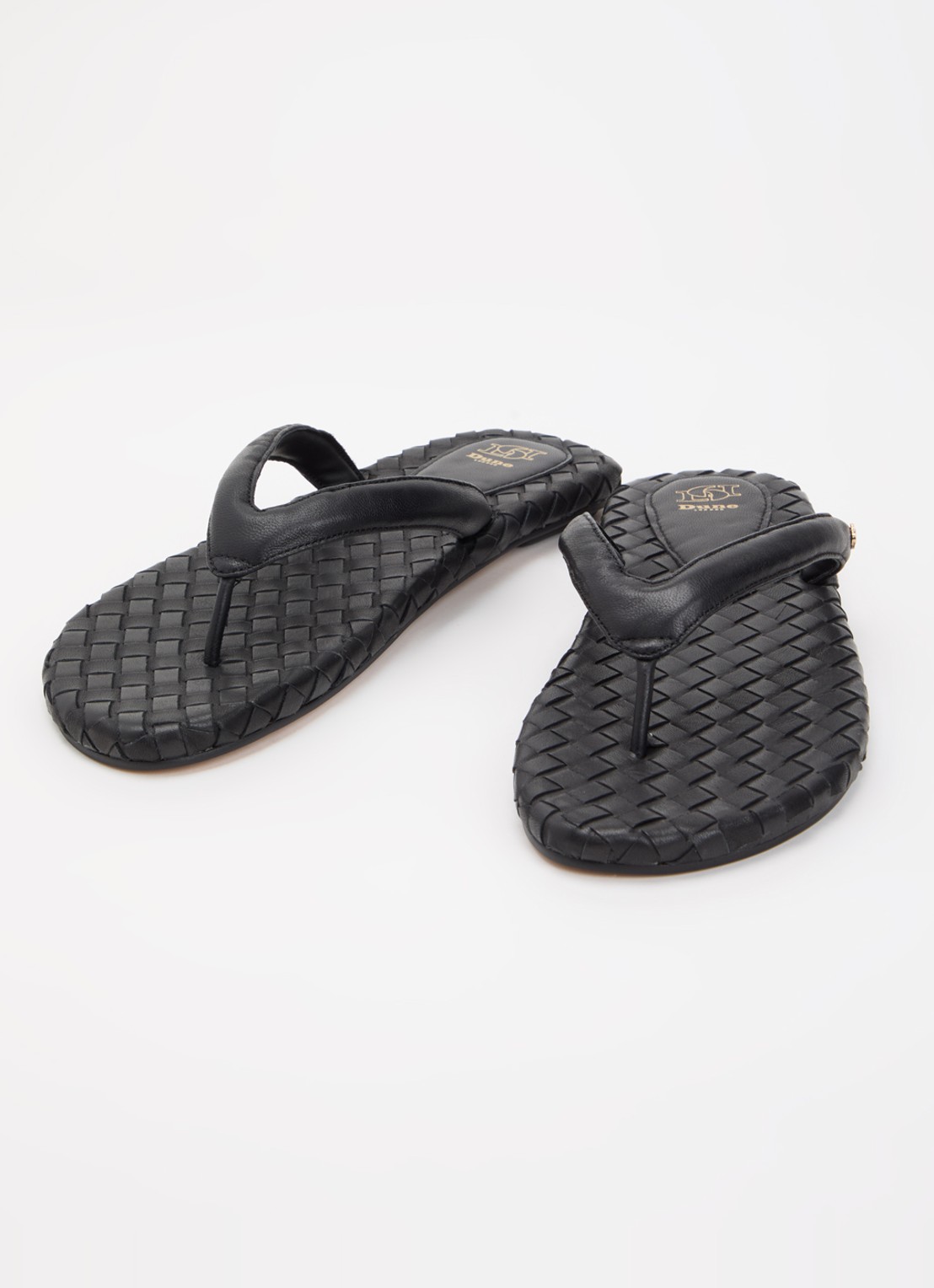 Dune London Lunare slipper van leer - detail zwart