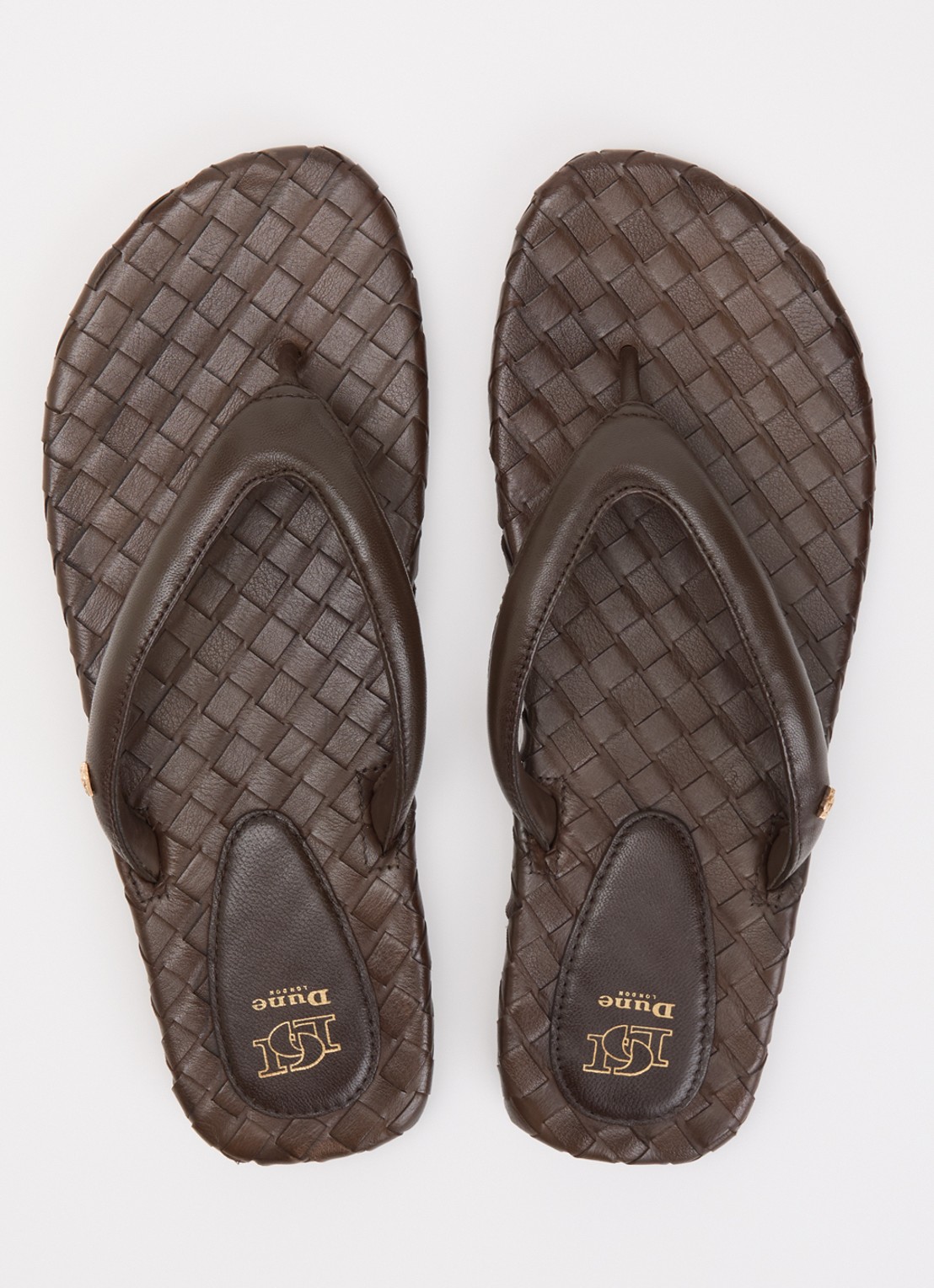Dune London Lunare slipper van leer - detail 3 donkerbruin