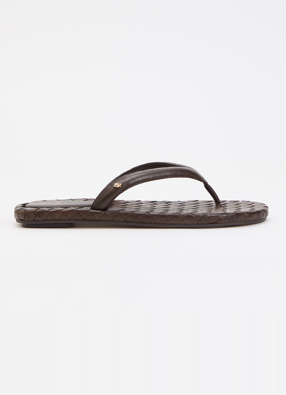 Dune London Lunare slipper van leer - voorkant 5 donkerbruin
