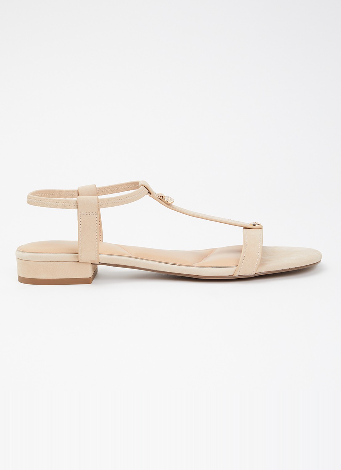 Dune London Lyra sandaal van leer  - voorkant 5 beige