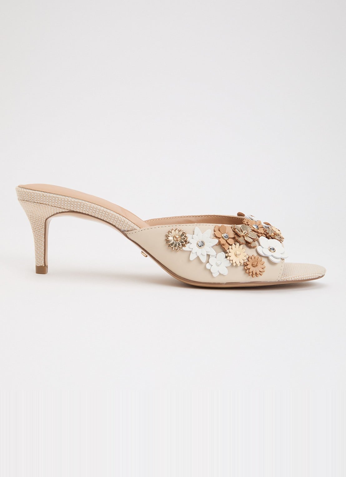 Dune London Maizy muiltje van leer - voorkant 5 beige