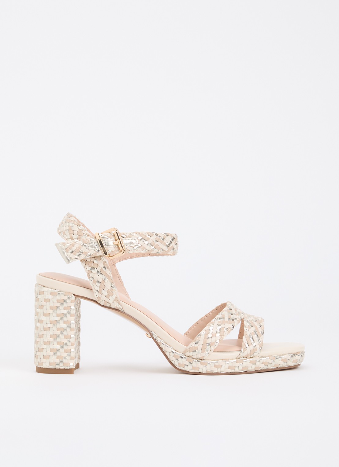 Dune London Manifesting sandalette - voorkant metallic