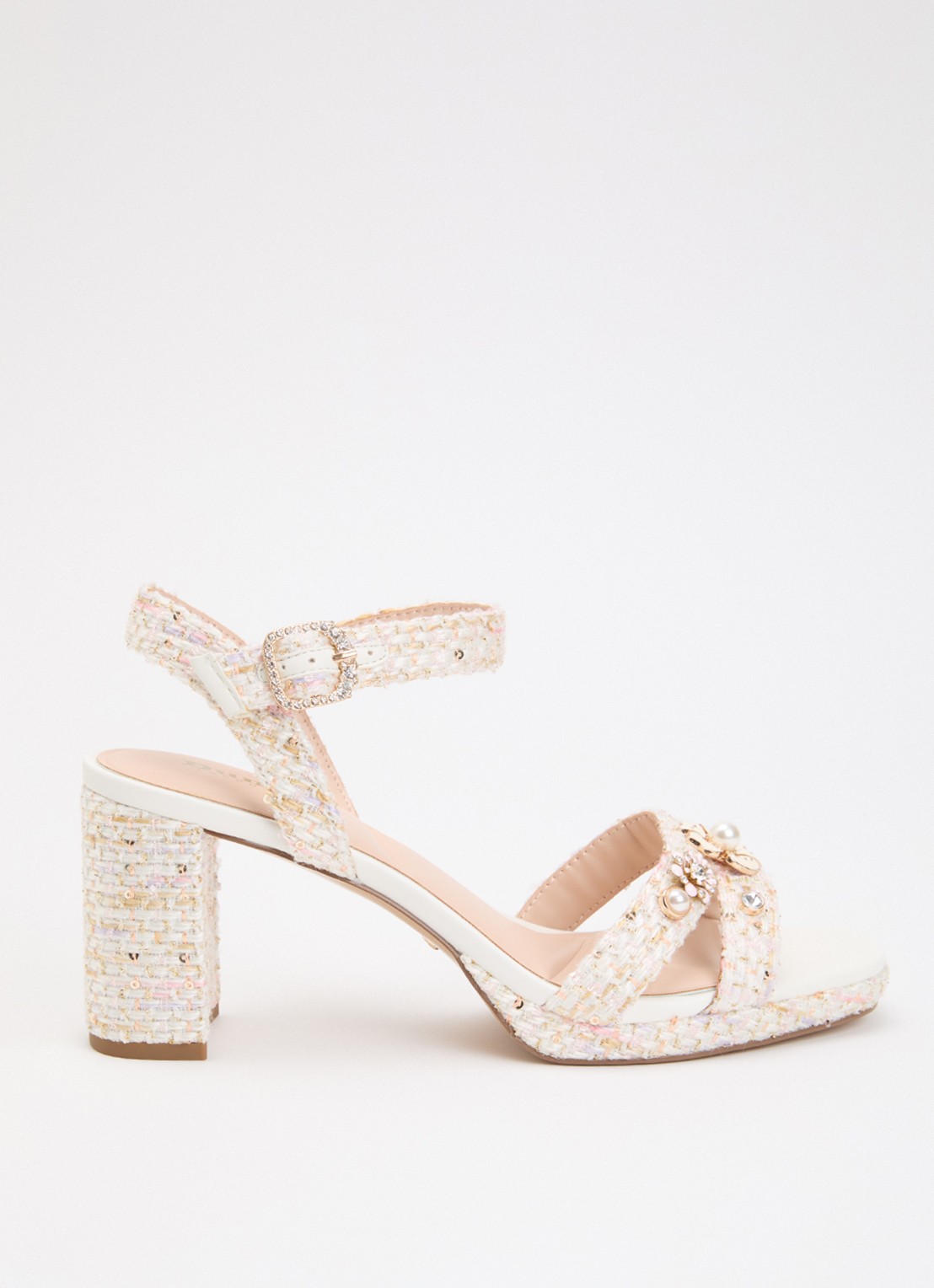 Dune London Manifests sandalette met strass - voorkant lichtroze