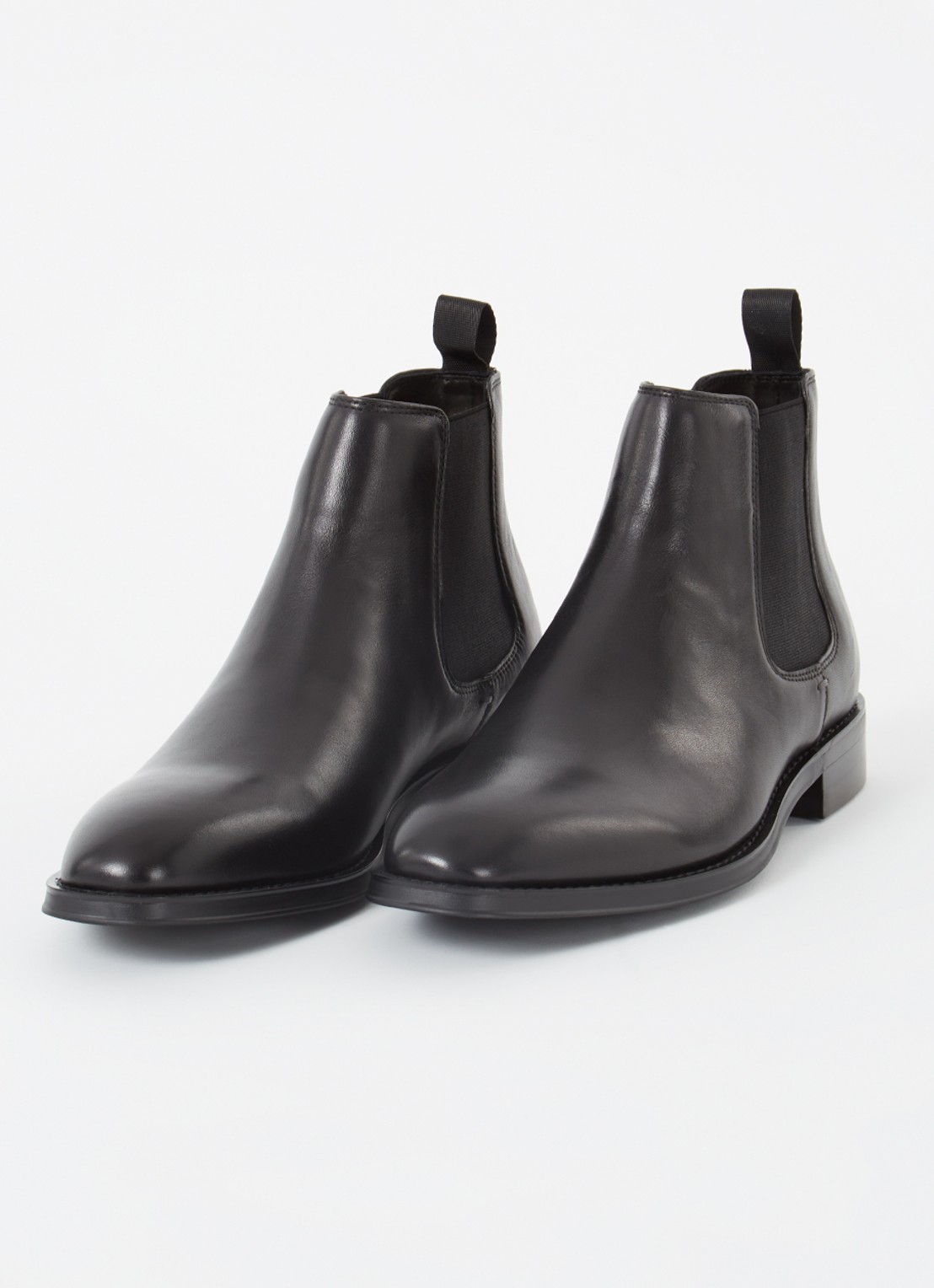 Dune London Masons chelsea boot van leer - detail 2 diepzwart