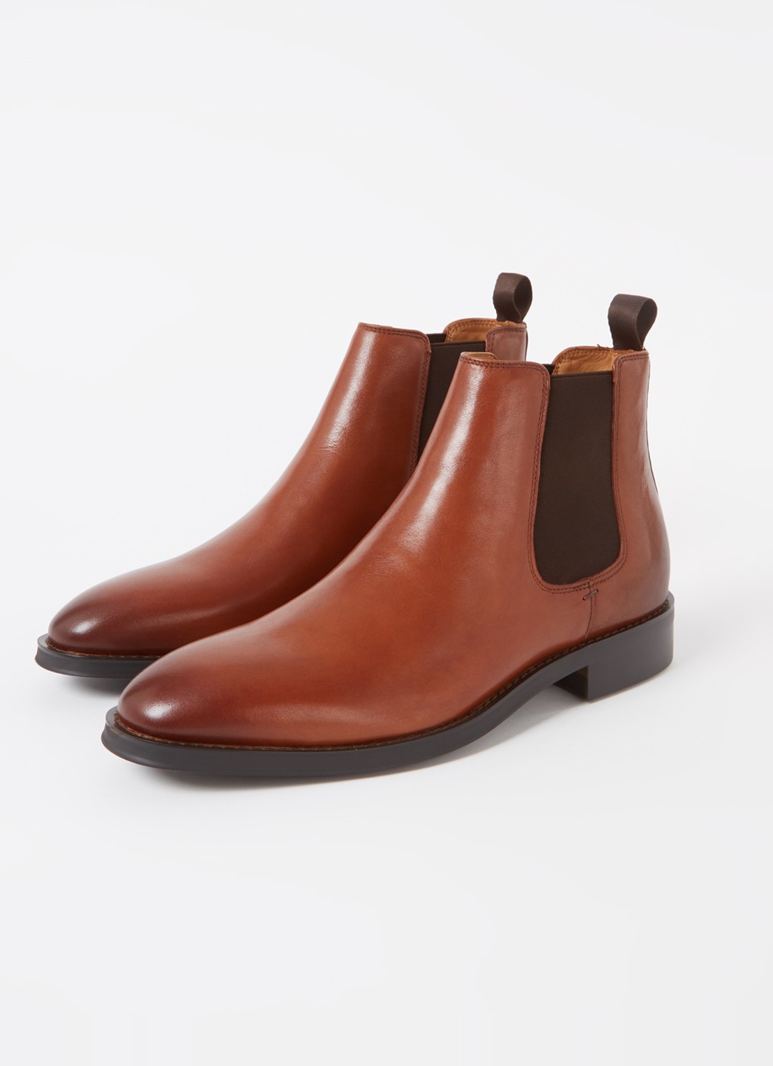 Dune London Masons chelsea boot van leer - detail cognac