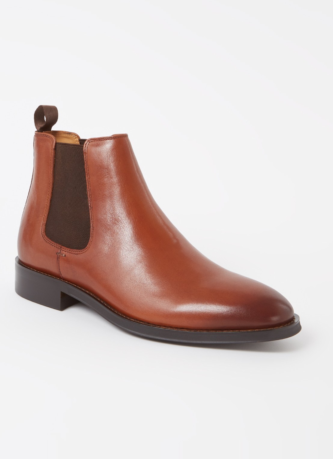 Dune London Masons chelsea boot van leer - voorkant 4 cognac
