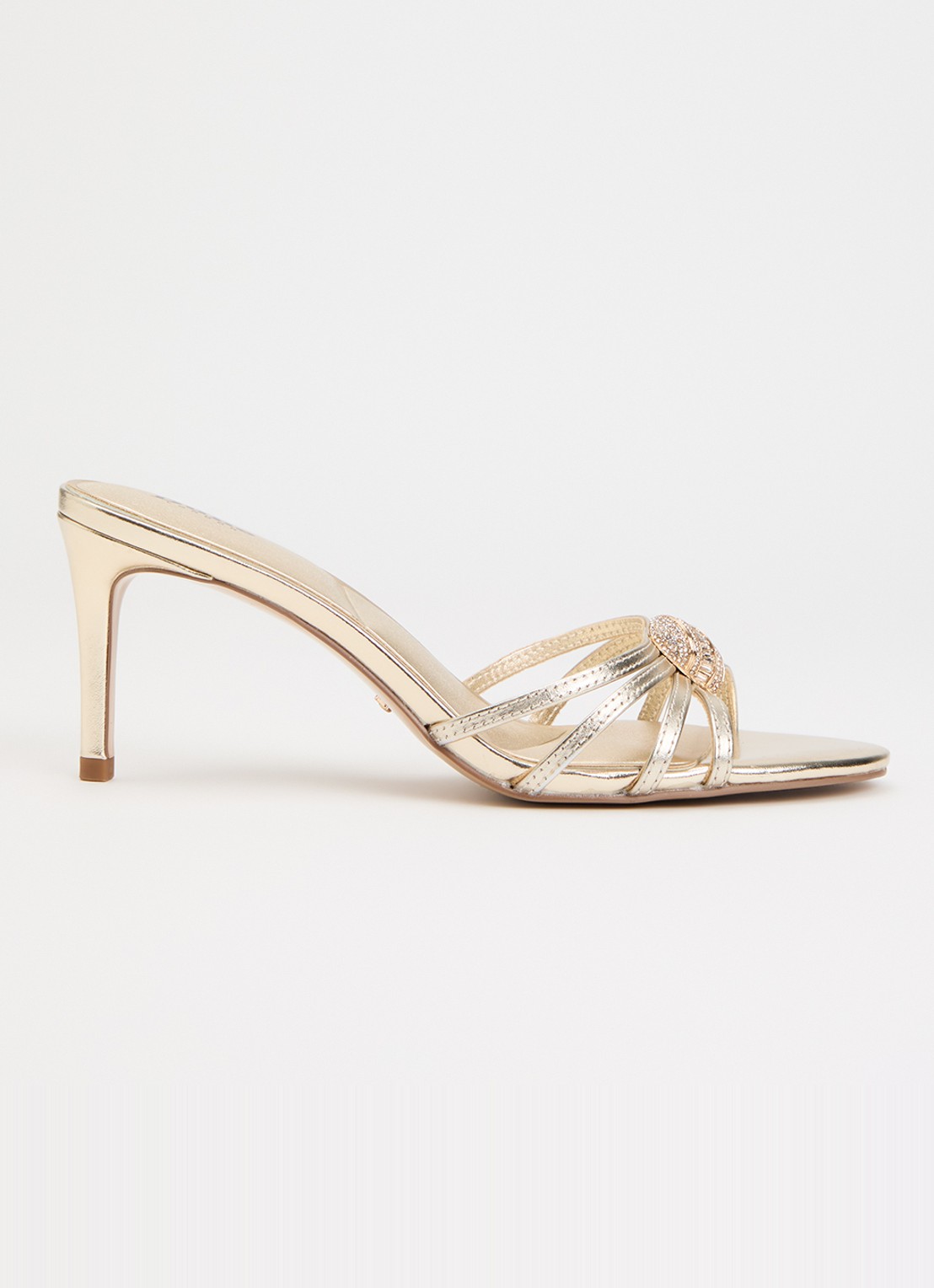 Dune London Masson sandalette van leer - voorkant 5 goud
