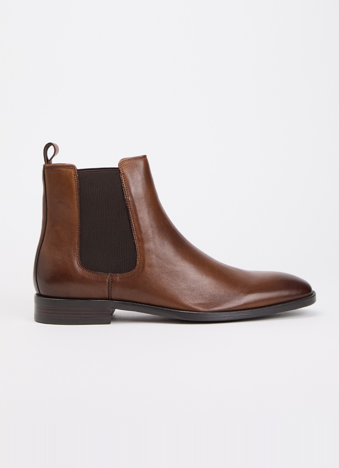 Dune London Matchin chelsea boot van leer - voorkant oranjebruin