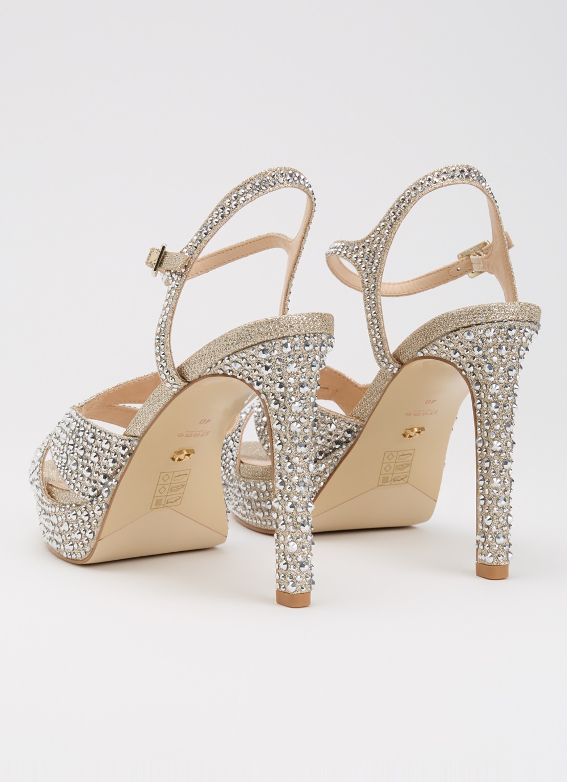 Dune London Mayve sandalette met strass - achterkant 5 goud
