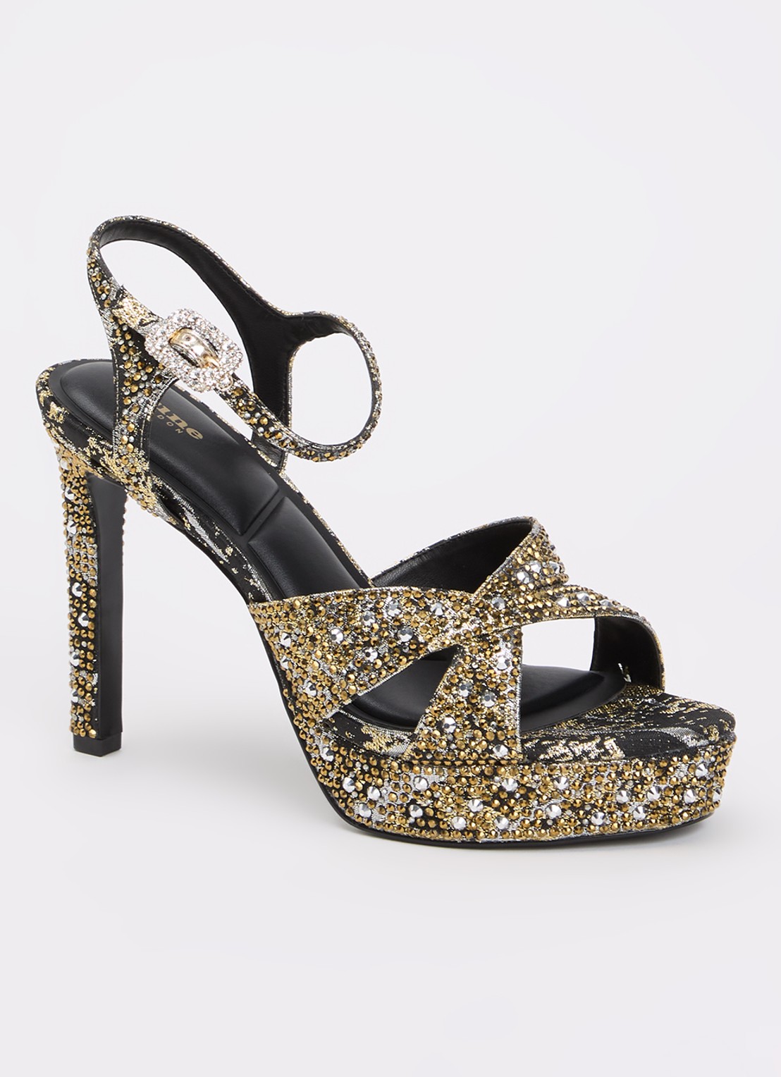 Dune London Mayve sandalette met strass - voorkant goud