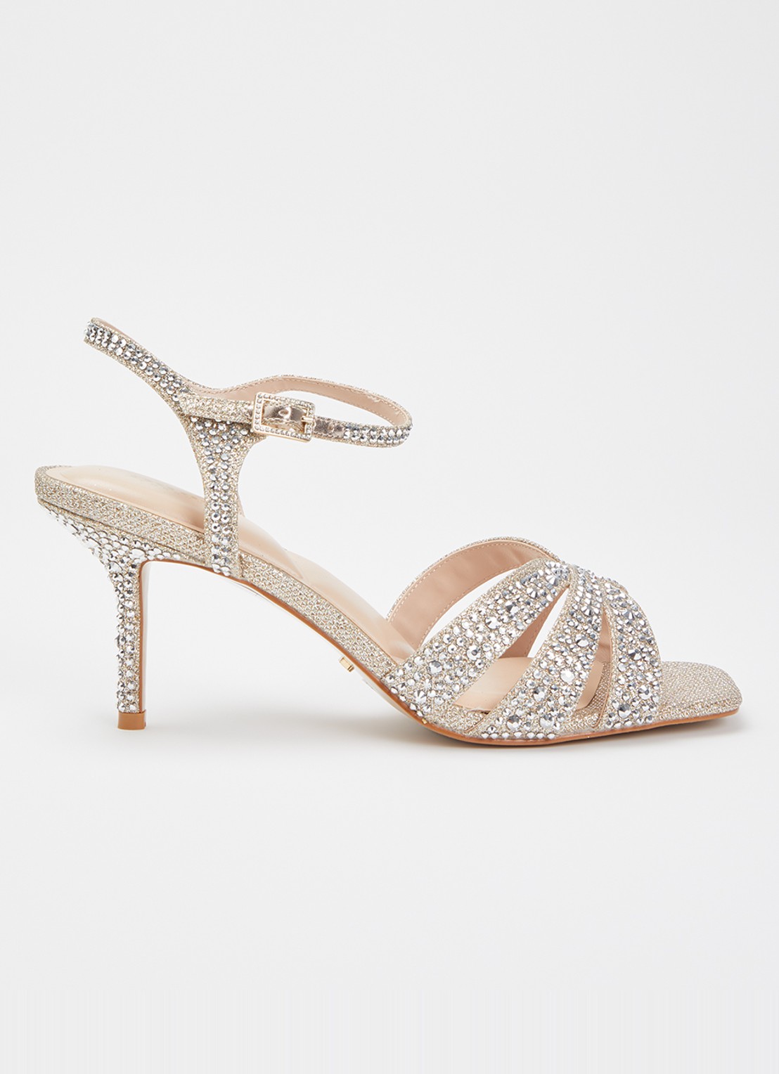 Dune London Mayven sandalette met strass - voorkant 5 goud