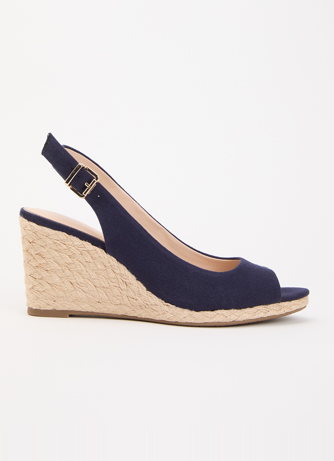 Dune London Mediating espadrille met gespdetail - voorkant 5 donkerblauw