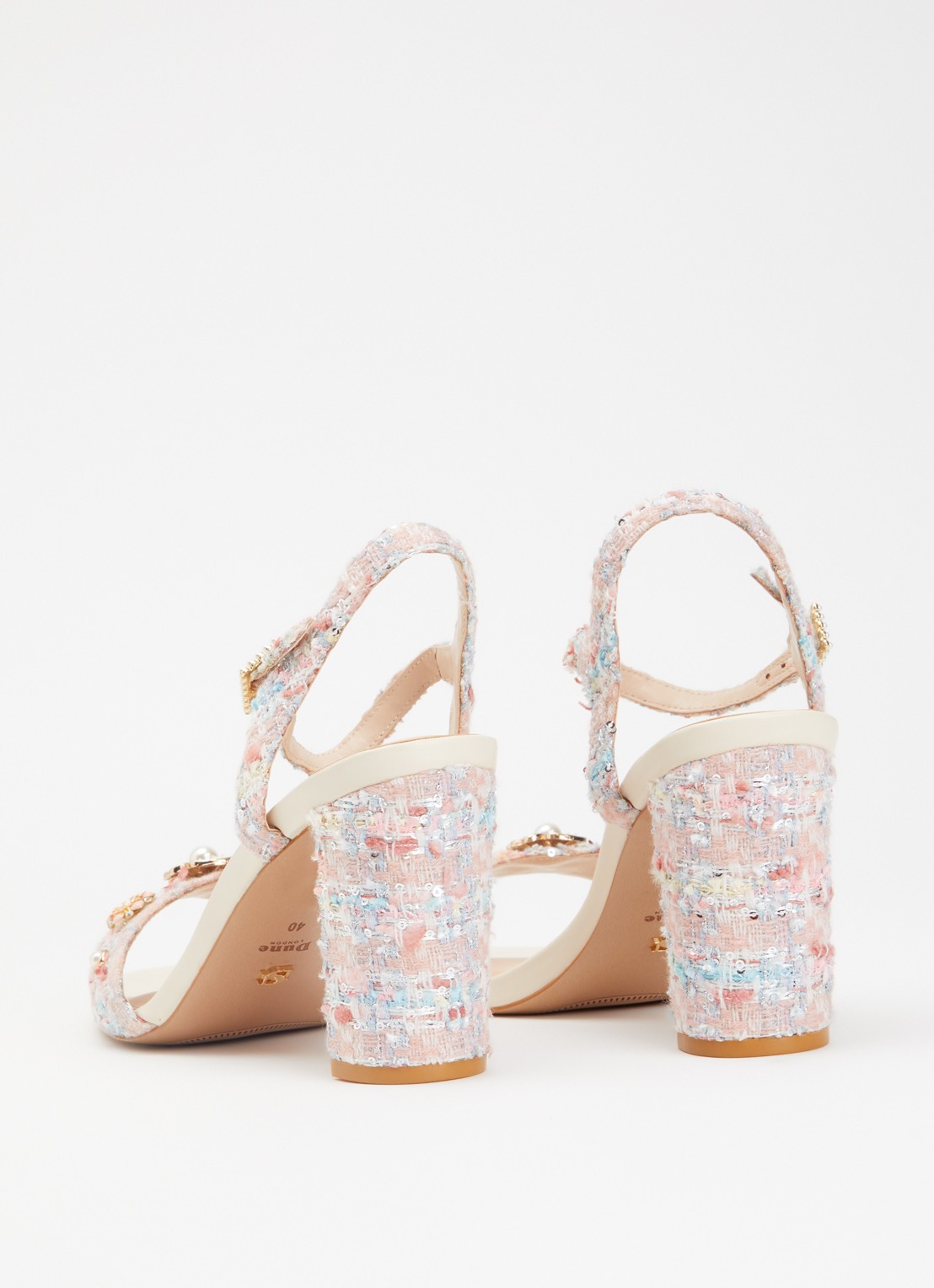 Dune London Mention sandalette met tweed-look - achterkant 2 roze