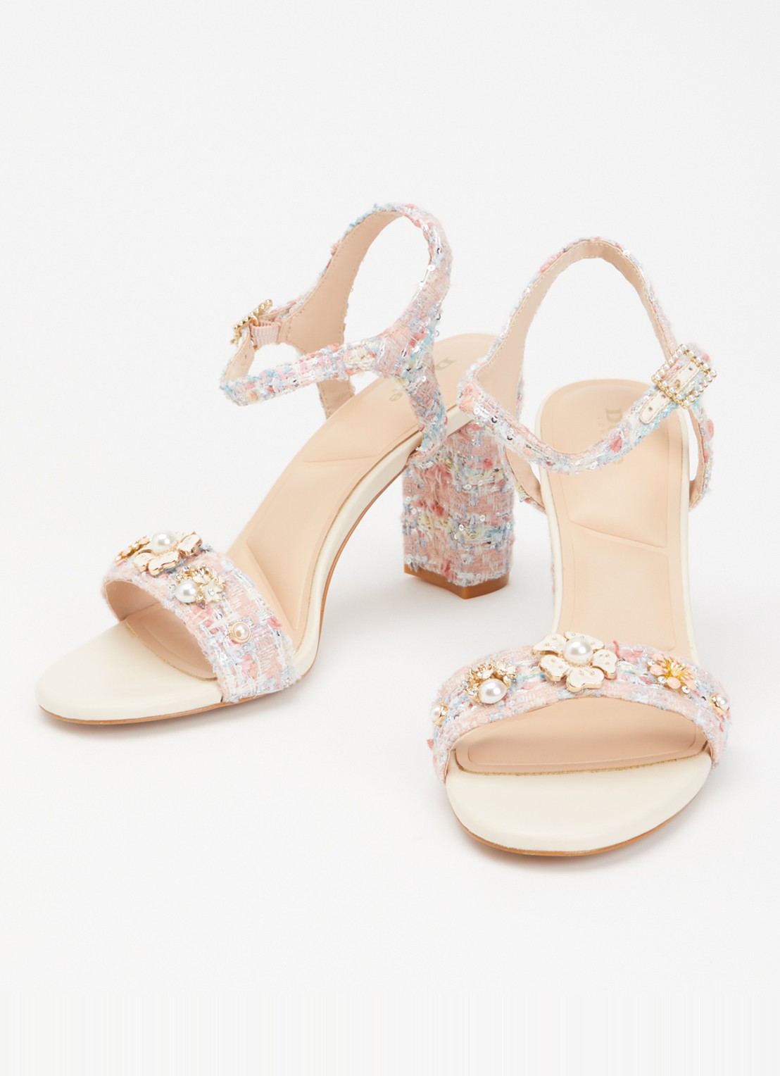 Dune London Mention sandalette met tweed-look - detail 3 roze