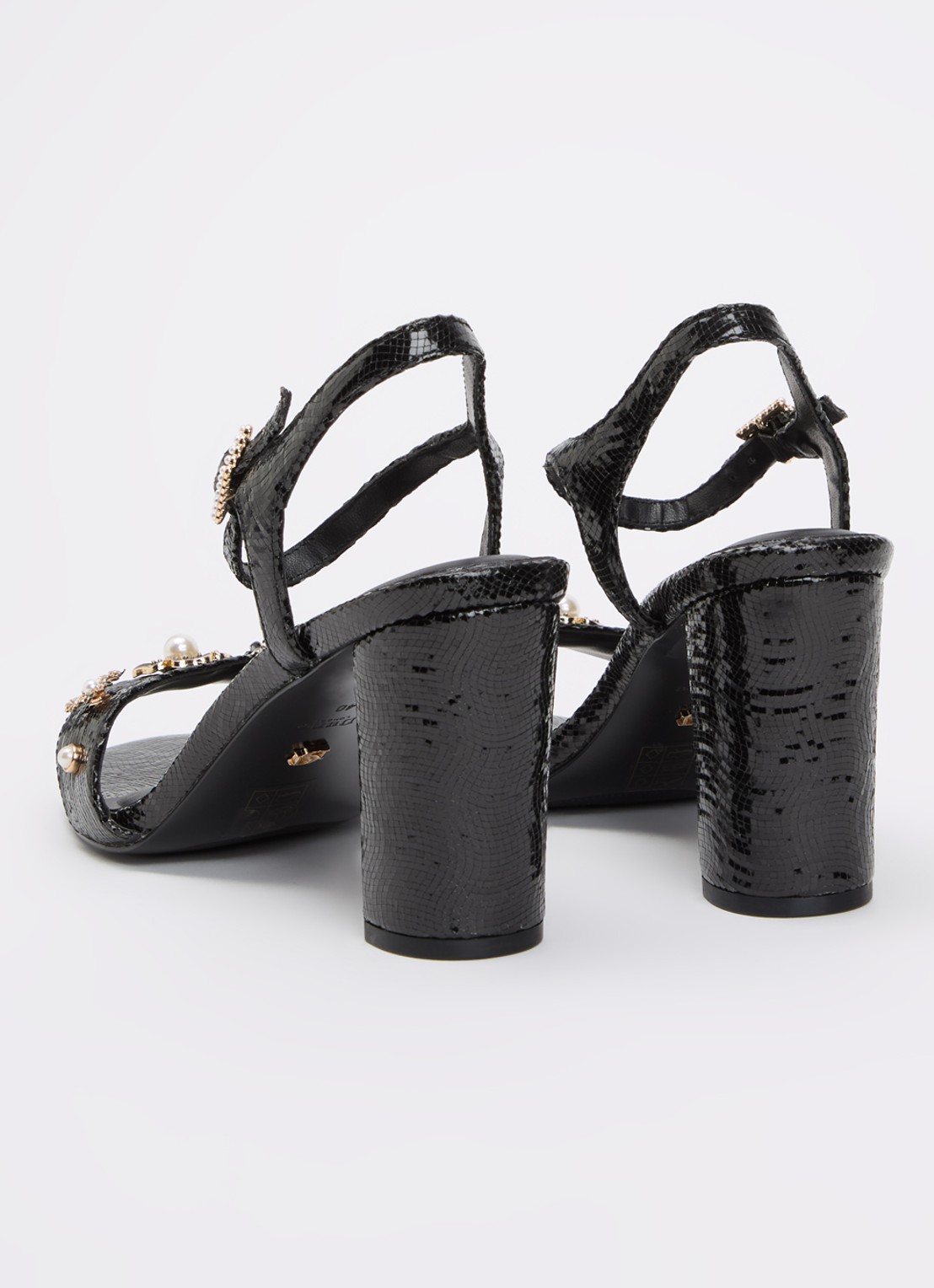 Dune London Mention sandalette met tweed-look - achterkant 5 zwart