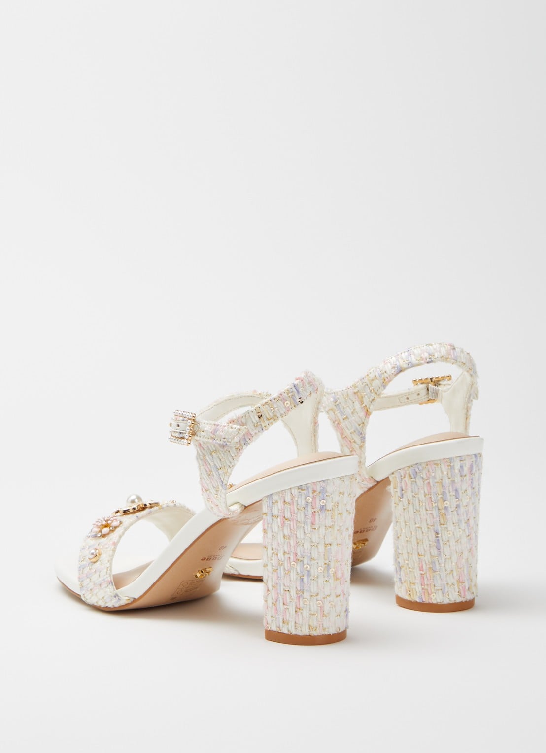 Dune London Mention sandalette met tweed-look - achterkant 4 wit