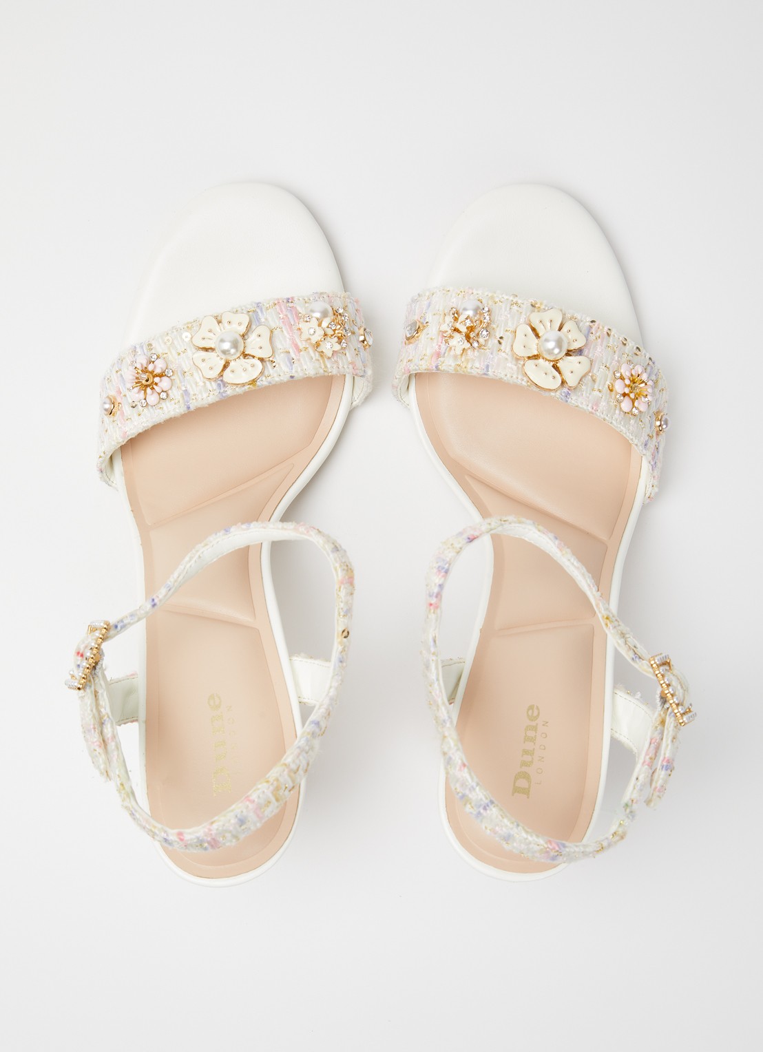 Dune London Mention sandalette met tweed-look - detail 2 wit