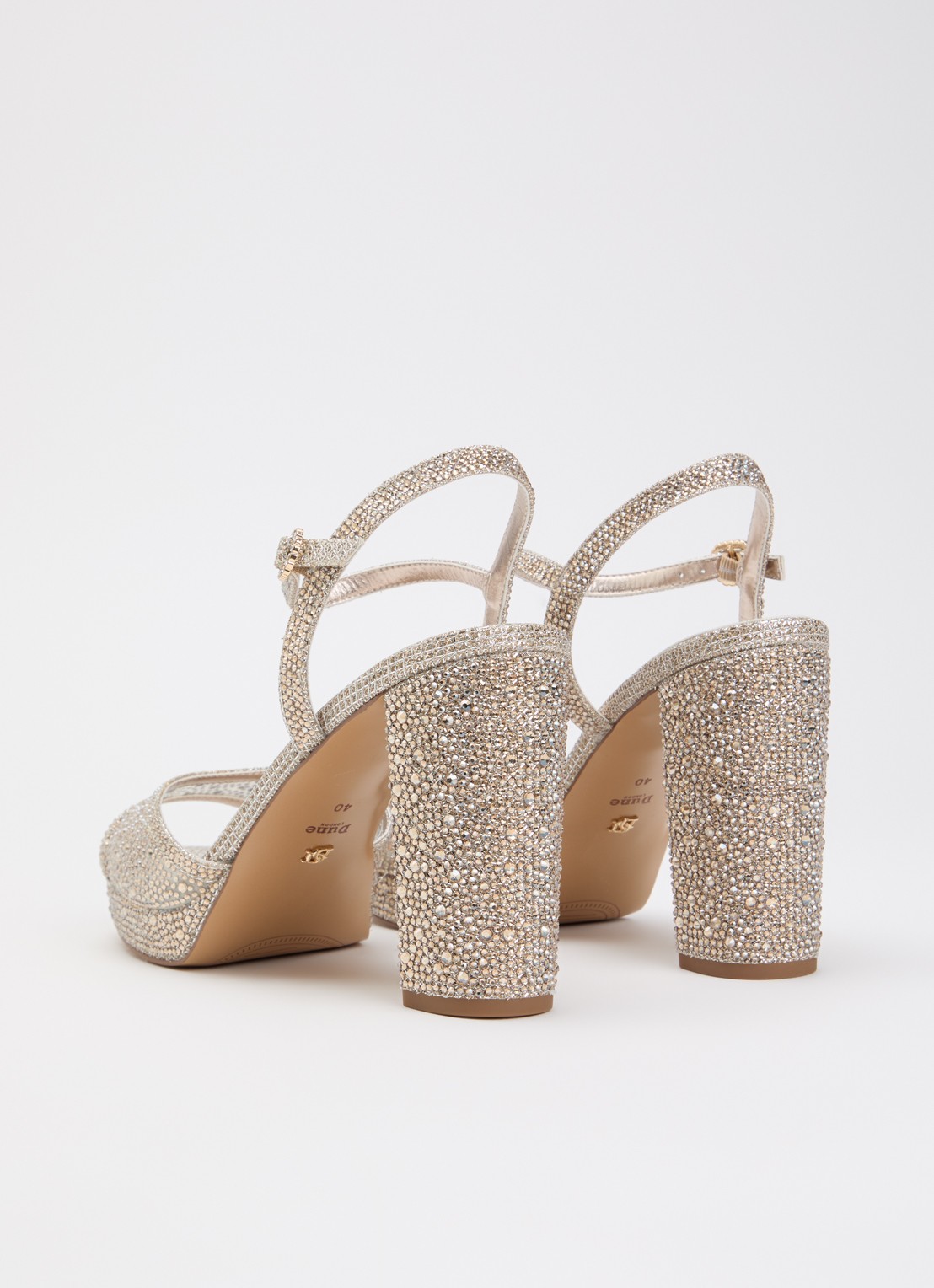 Dune London Mesmerizing sandalette met strass - achterkant 2 witgoud