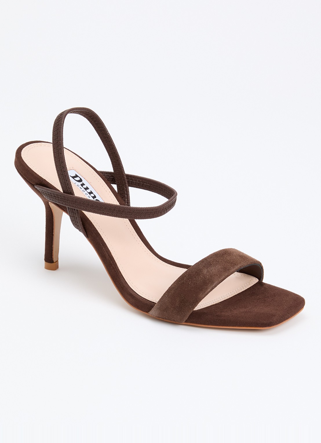 Dune London Methodical sandalette met lakfinish  - voorkant 4 bruin