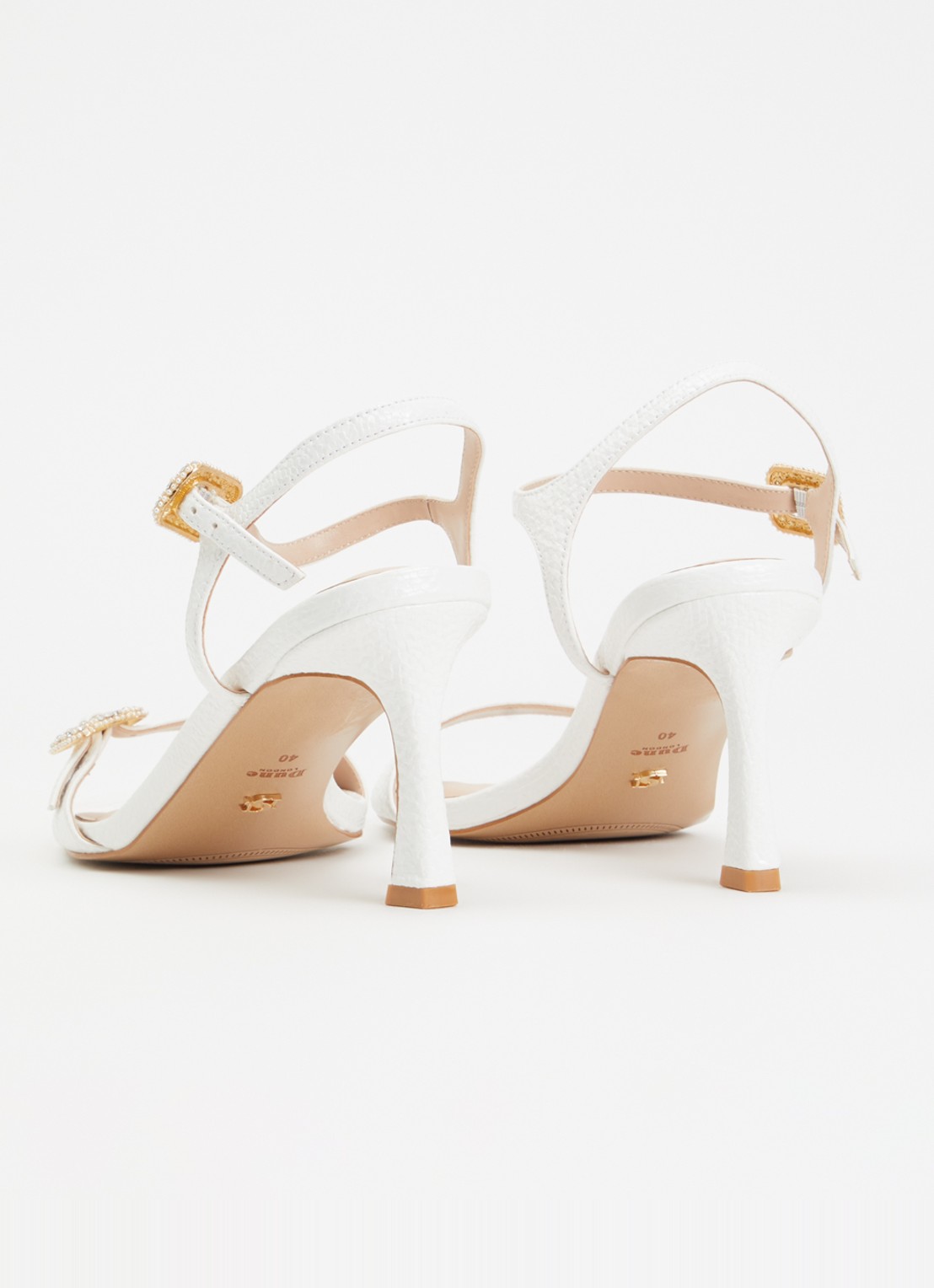 Dune London Milana sandalette met crocostructuur - achterkant 4 gebroken wit
