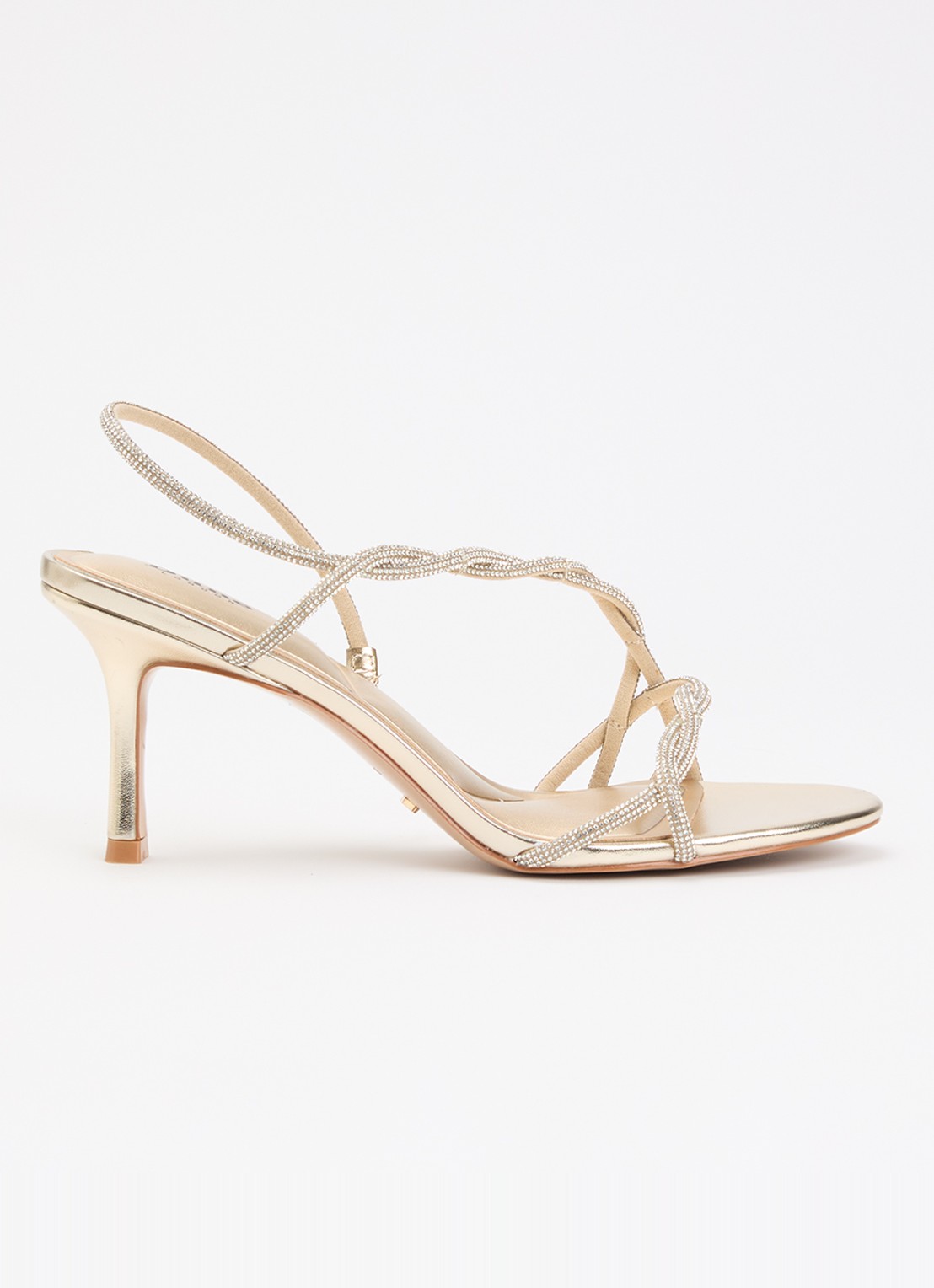 Dune London Milene sandalette met strass - voorkant goud