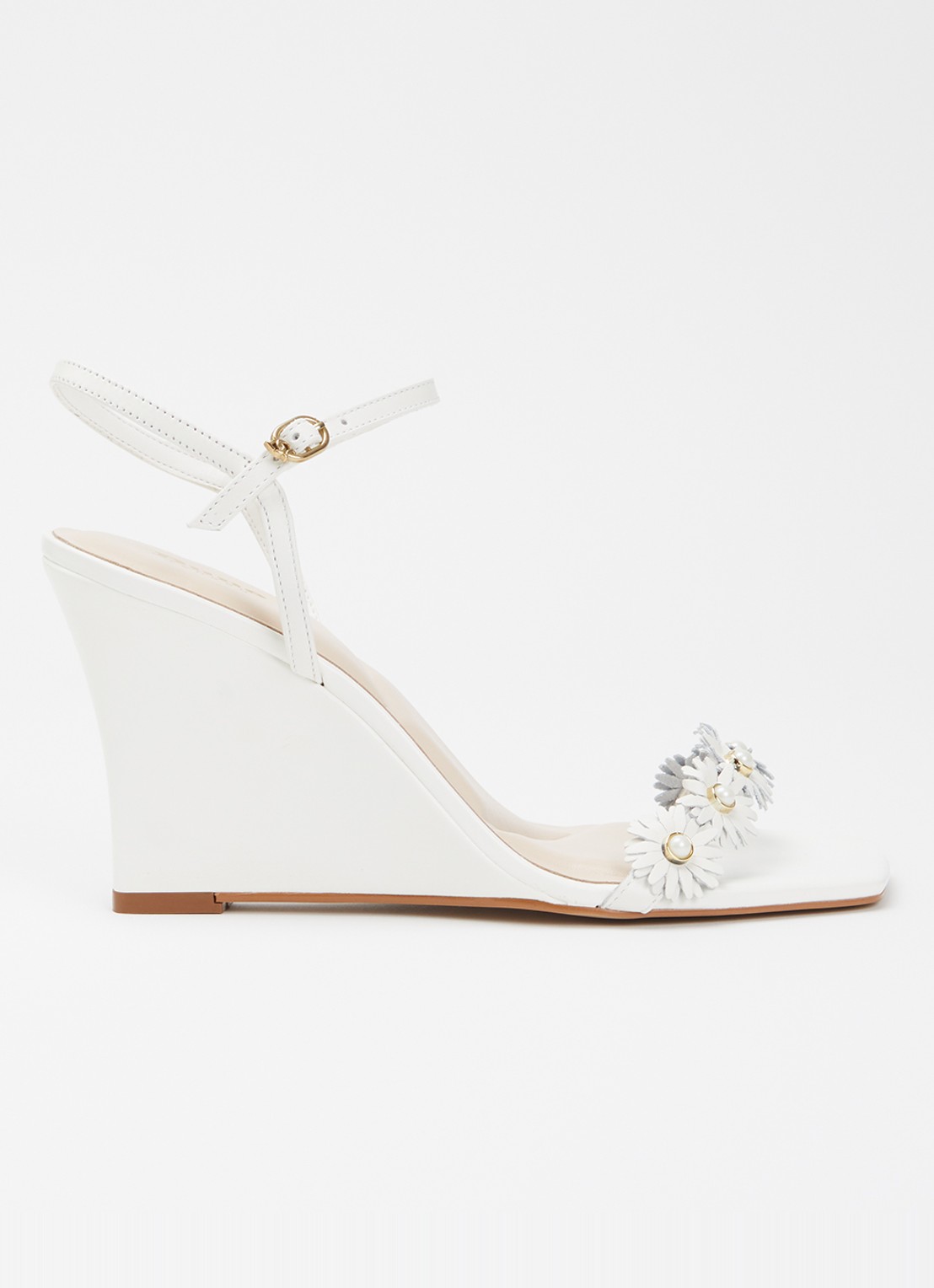 Dune London Milennial sandalette van leer - voorkant 2 wit