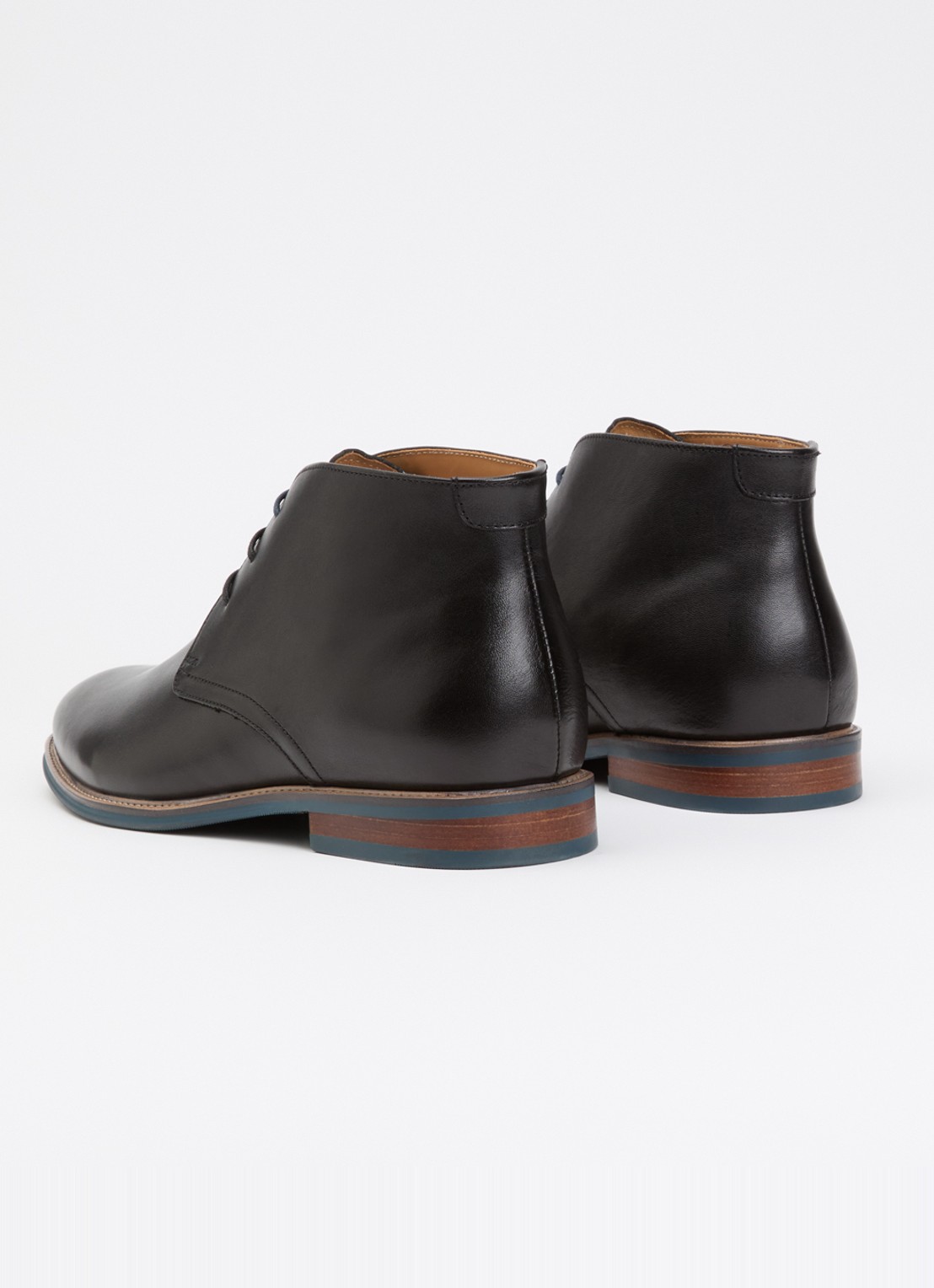 Dune London Millers veterschoen van leer met lakfinish - achterkant 2 zwart