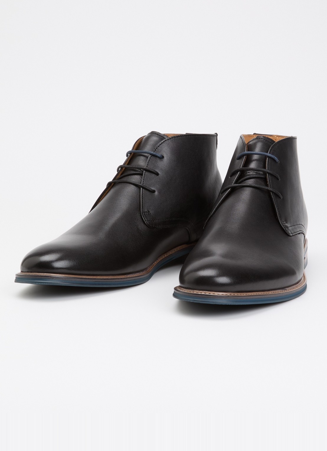 Dune London Millers veterschoen van leer met lakfinish - detail 3 zwart