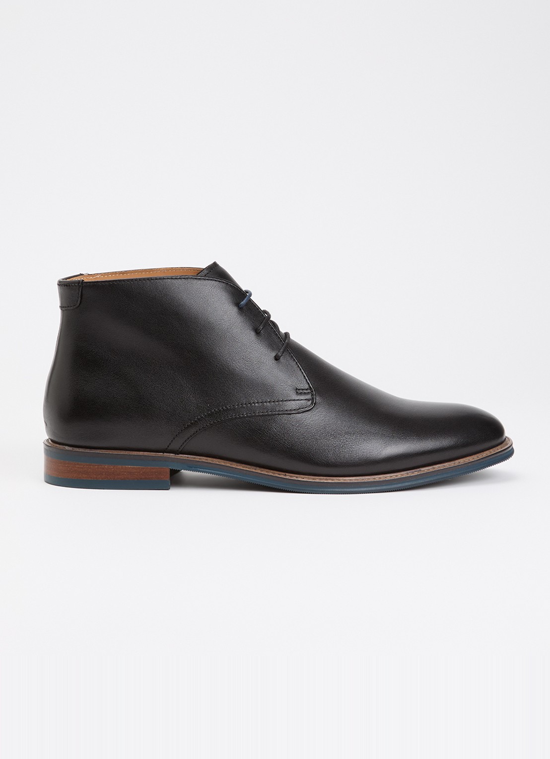 Dune London Millers veterschoen van leer met lakfinish - voorkant zwart