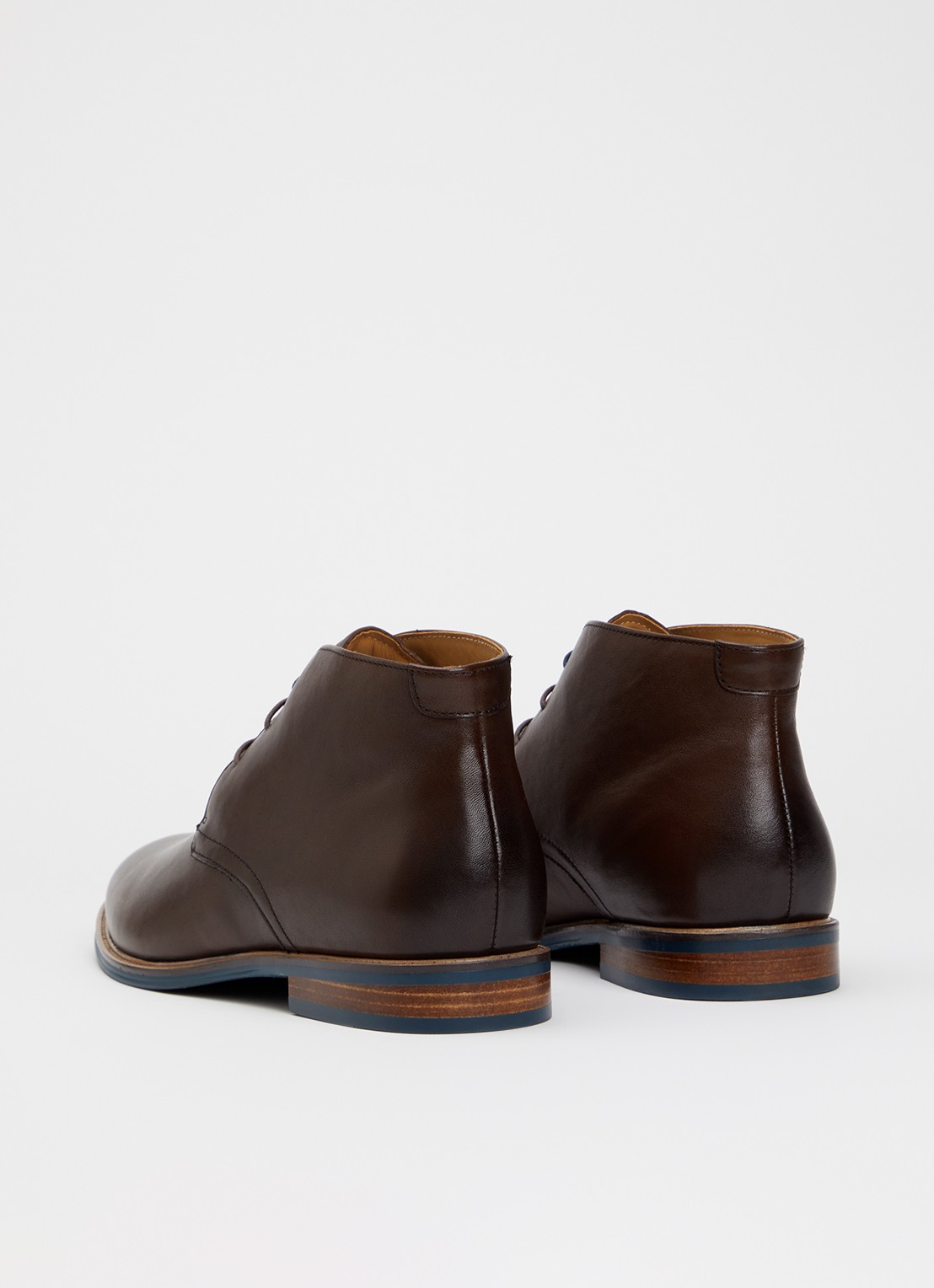 Dune London Millers veterschoen van leer met lakfinish - achterkant 4 donkerbruin