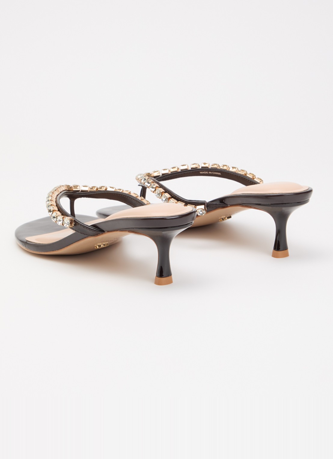 Dune London Mimis sandalette van leer met strass - achterkant 2 donkerbruin