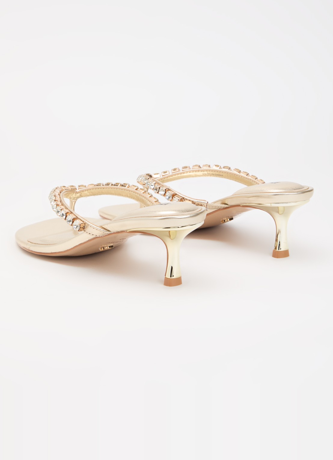 Dune London Mimis sandalette van leer met strass - achterkant 2 goud