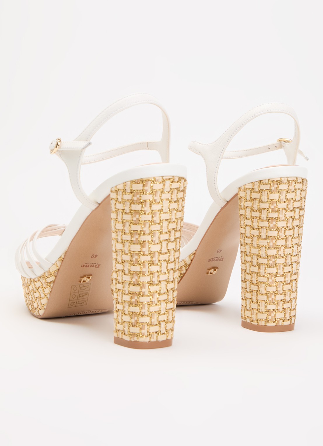 Dune London Minogue sandalette van leer met metallic finish - achterkant 4 wit