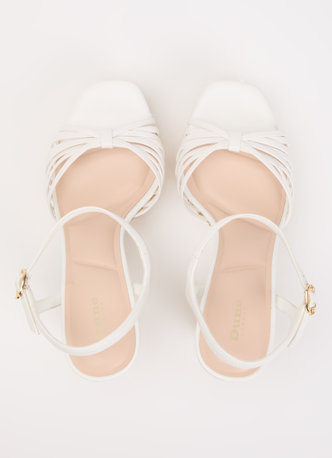 Dune London Minogue sandalette van leer met metallic finish - detail 2 wit